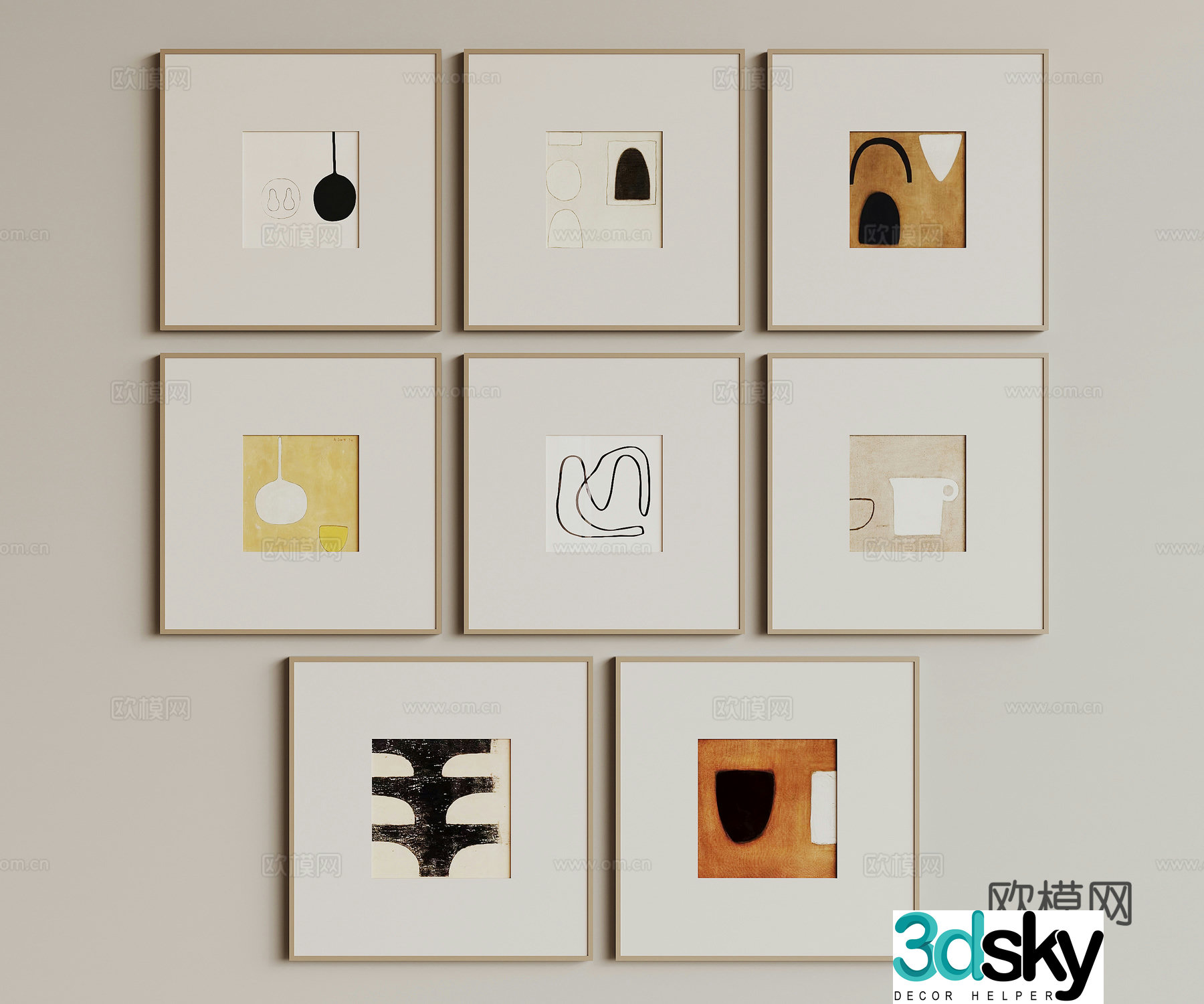 Modern hanging painting 3d model