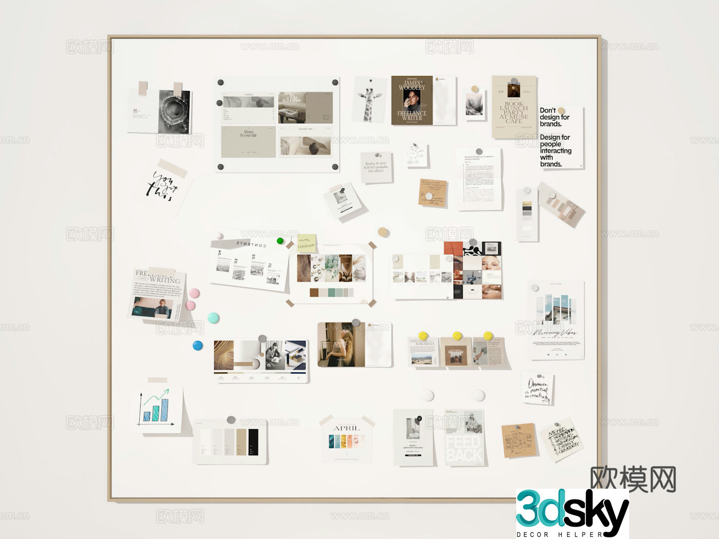 Sticky note board 3D model