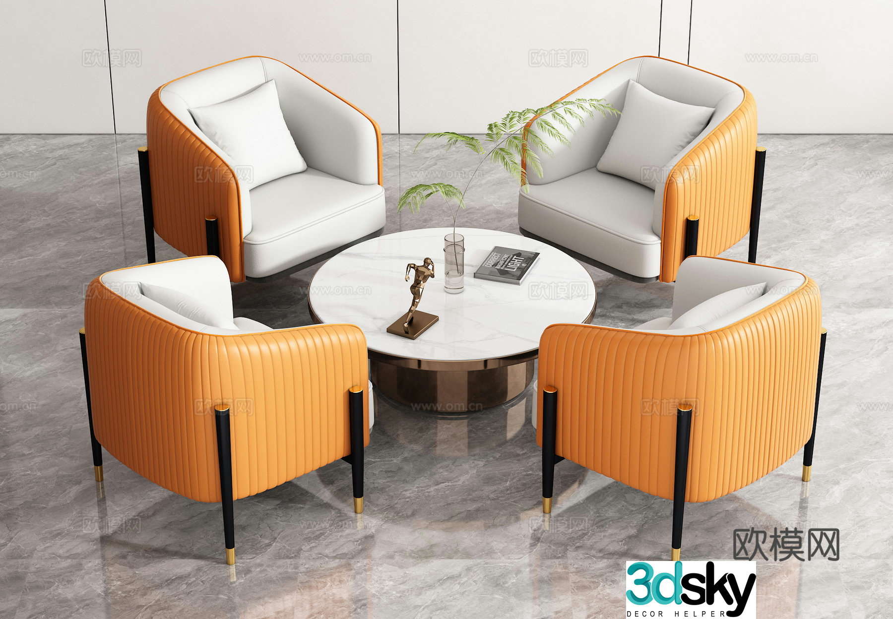 Negotiation sofa combination Sales office Reception negotiation area Hotel lobby Leisure table and chair combination Tea 3D model