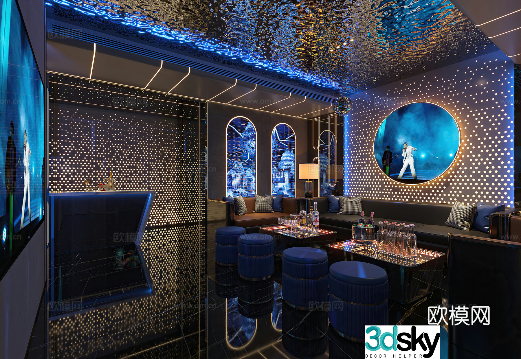 Modern KTV Modern KTV Private Room Singing Room Singing Room KTV Sofa Combination 3D Model