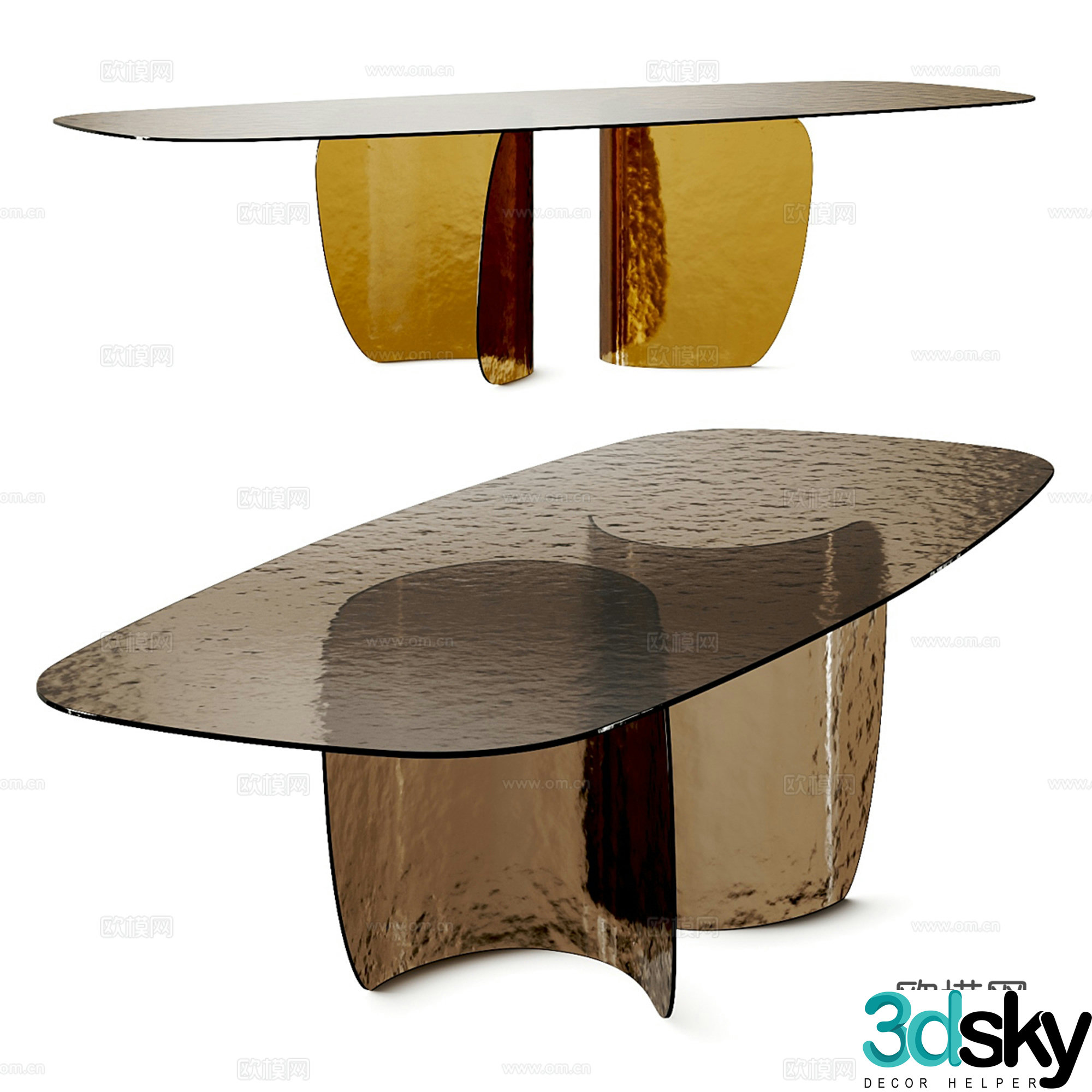 Modern transparent glass dining table 3d model