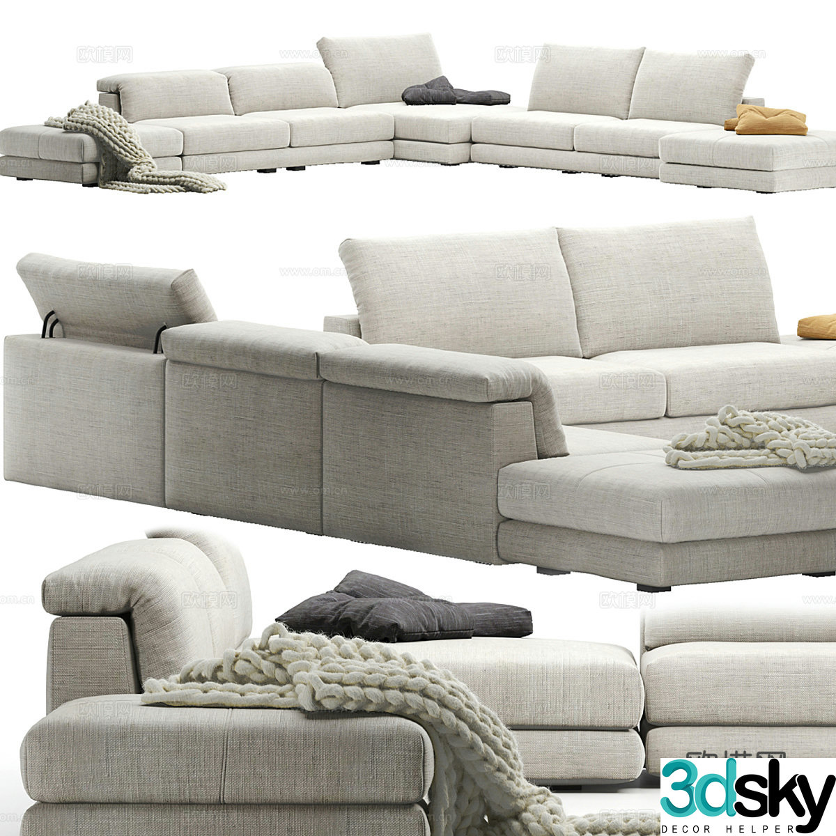 Modern William multiplayer sofa 3d model