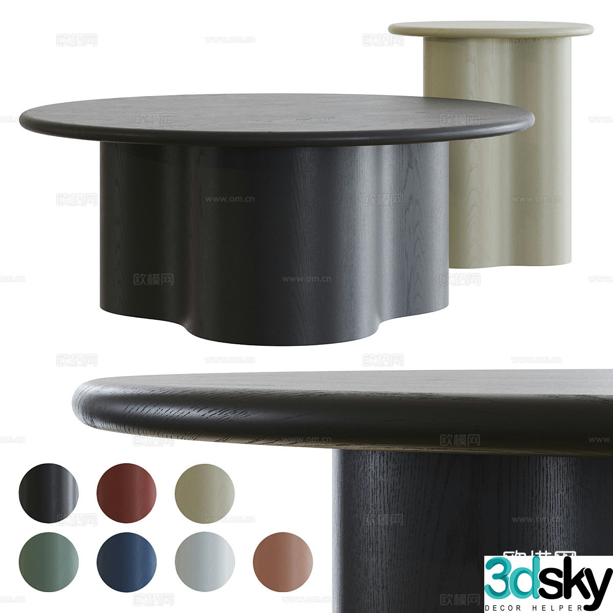 Modern Italian Artie Wave Coffee Table 3D Model