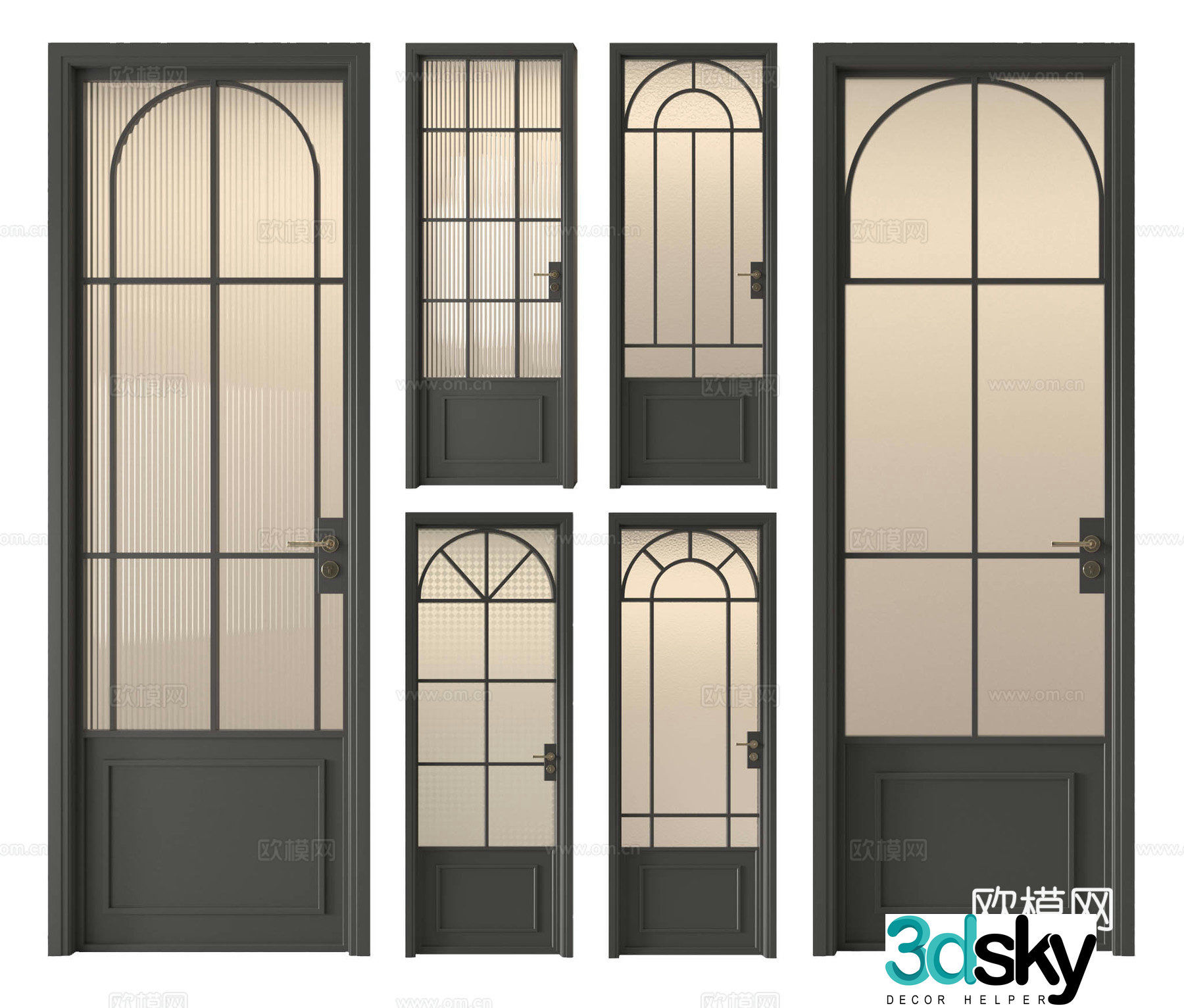 French glass door Italian glass door Glass door Single-open door Bathroom door Kitchen door 3D model