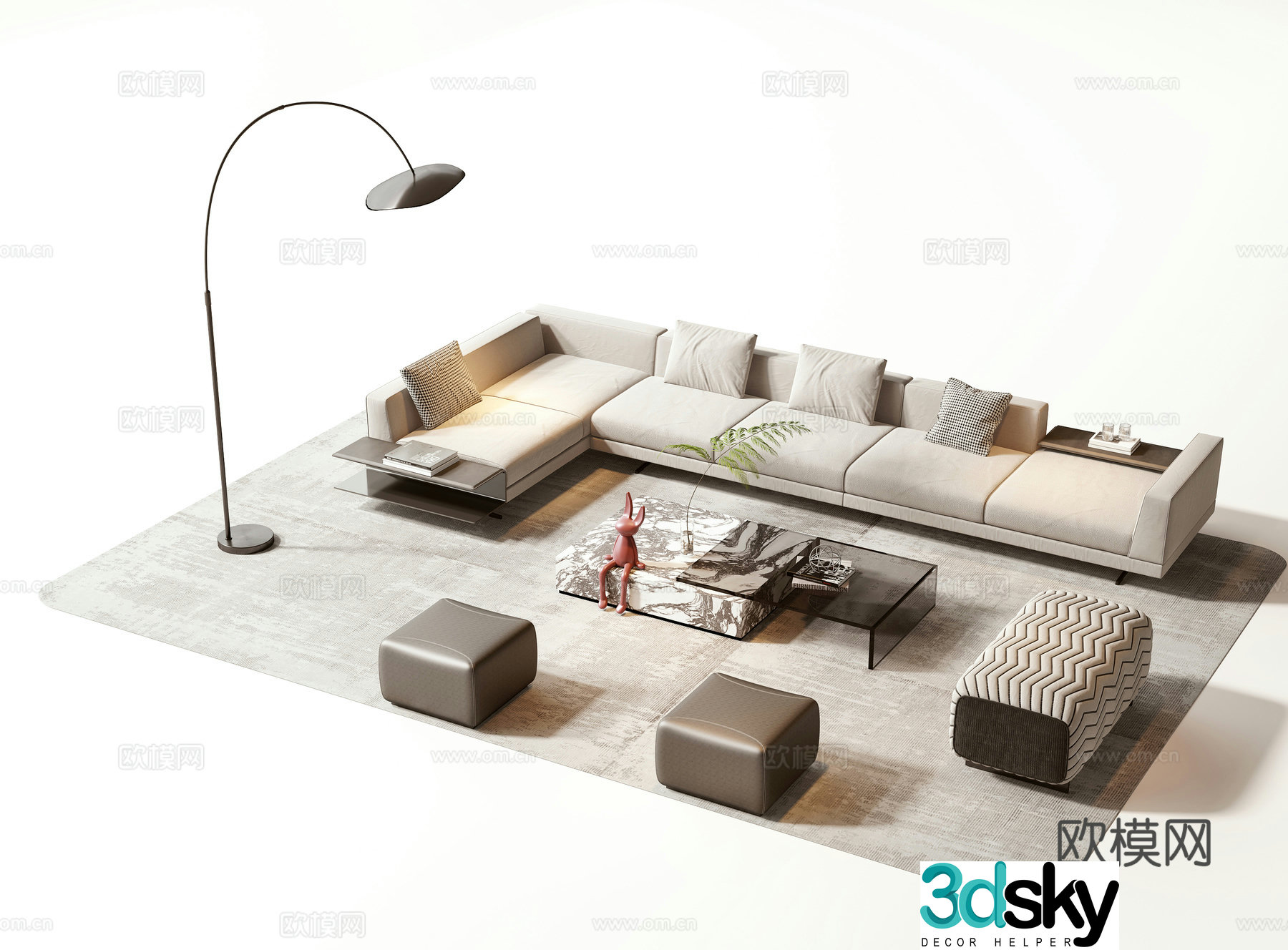 Modern sofa coffee table set 3d model