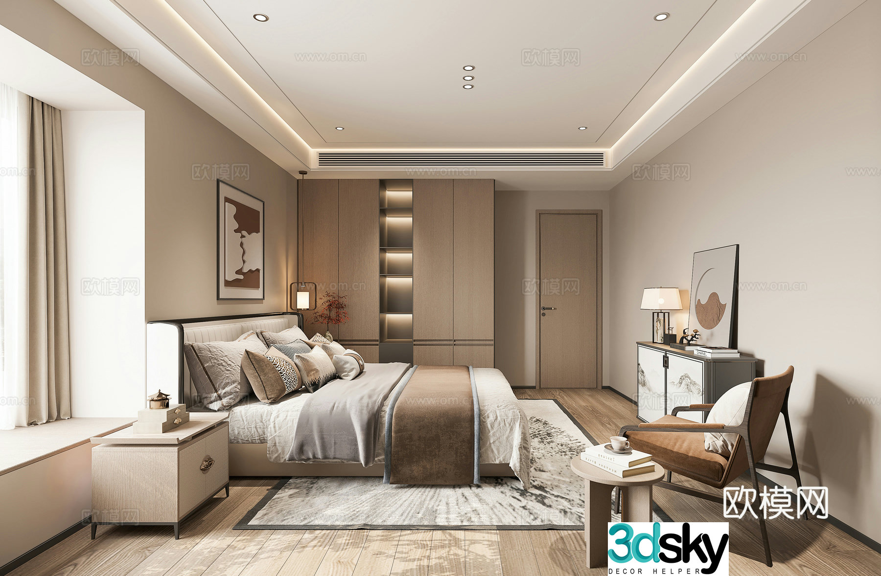 New Chinese bedroom 3D model