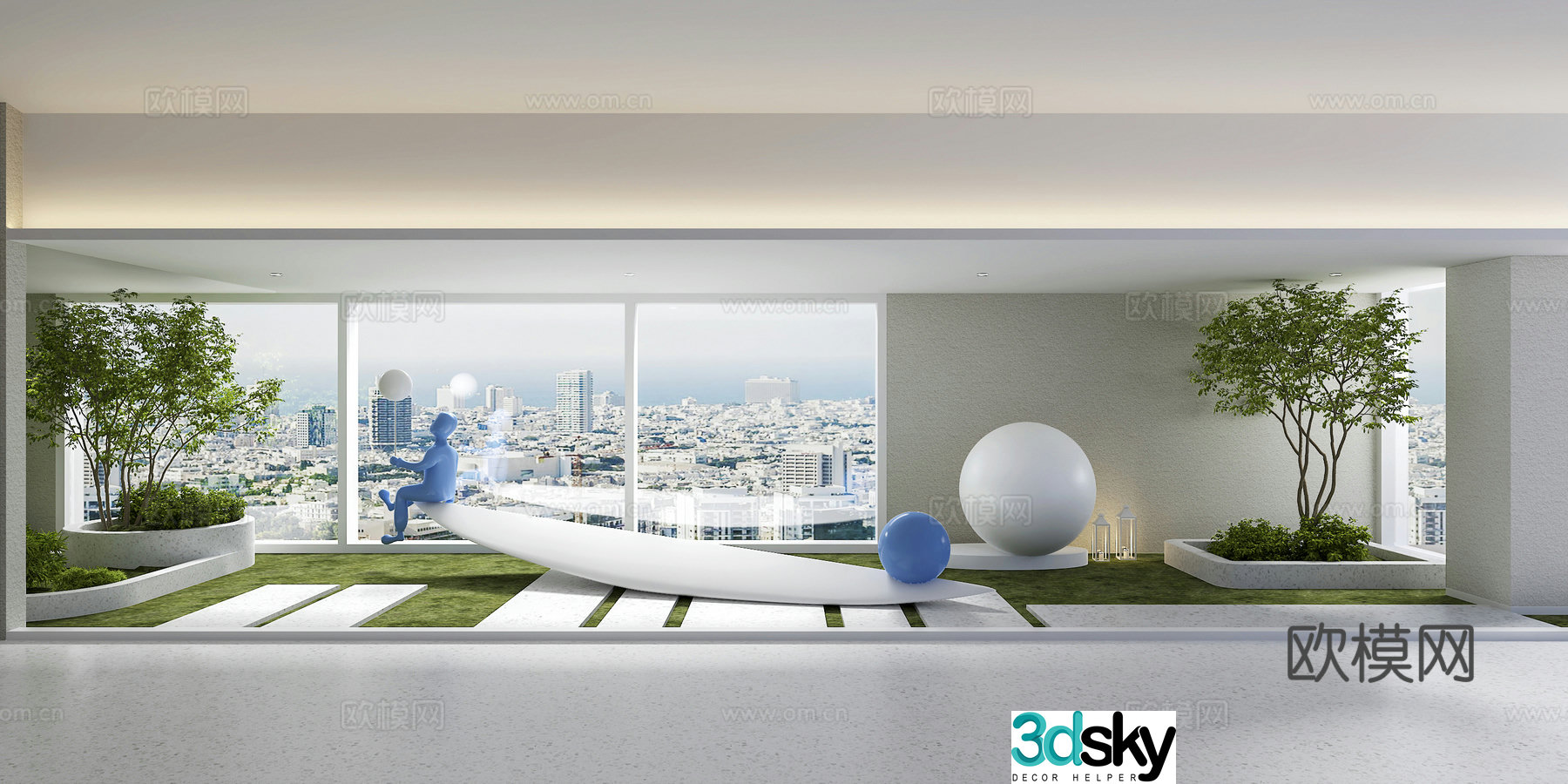 Modern interior landscape sculpture 3d model