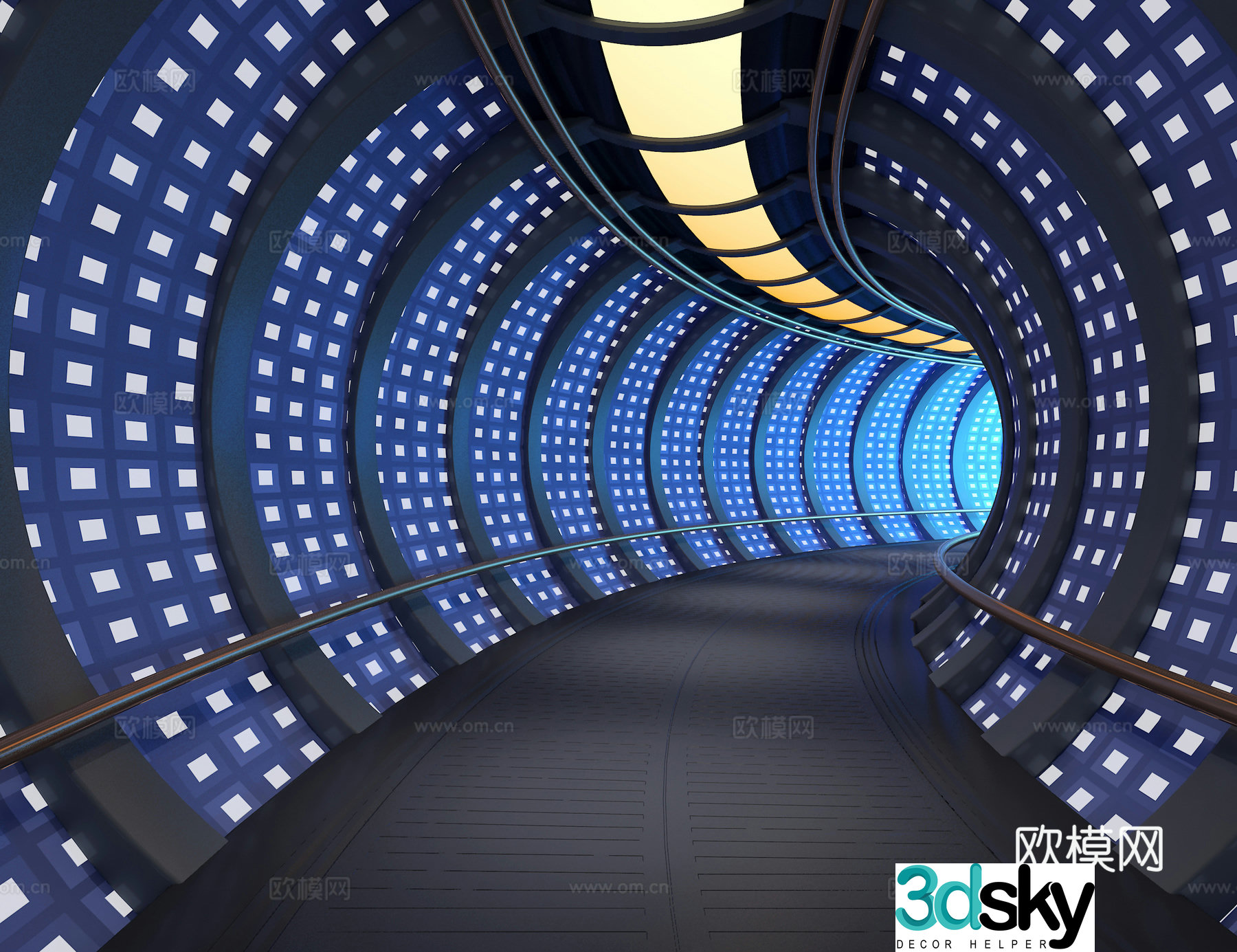 3d model of science fiction corridor