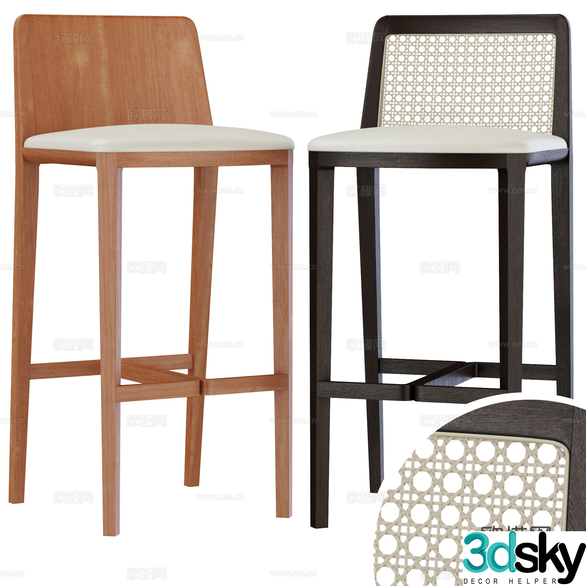 New Chinese style bar chair 3D model