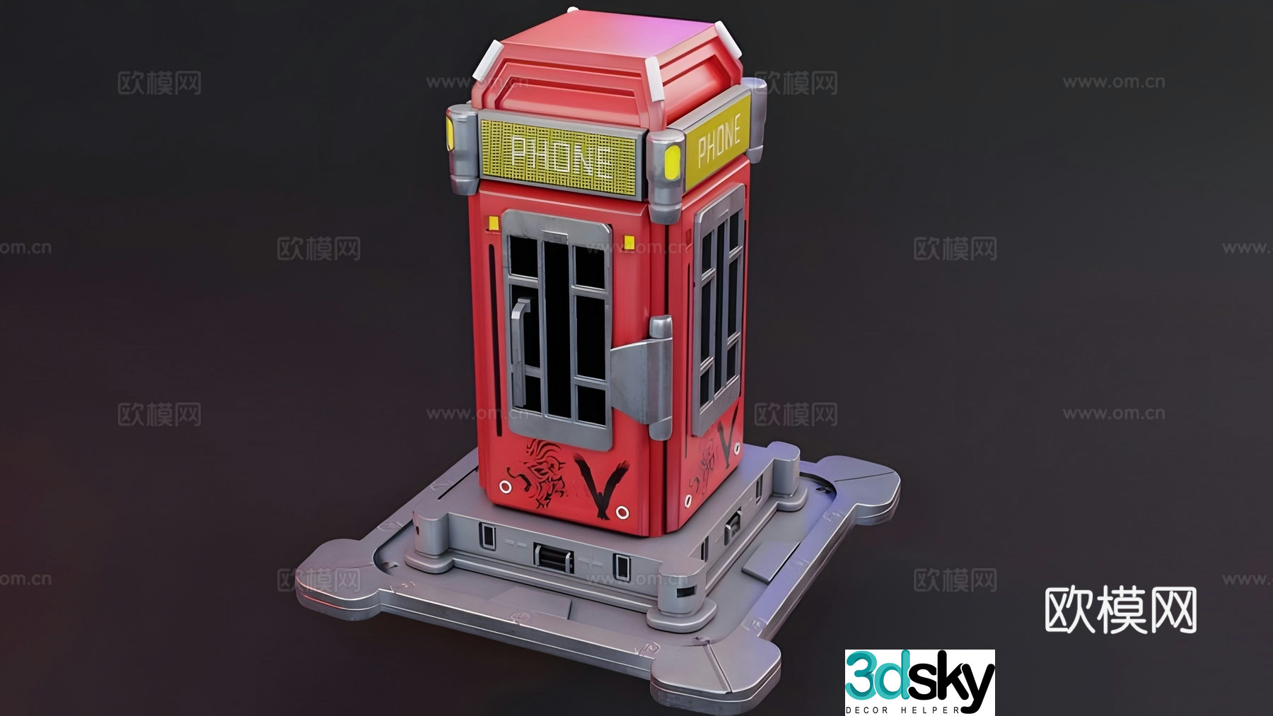 Telephone booth 3d model