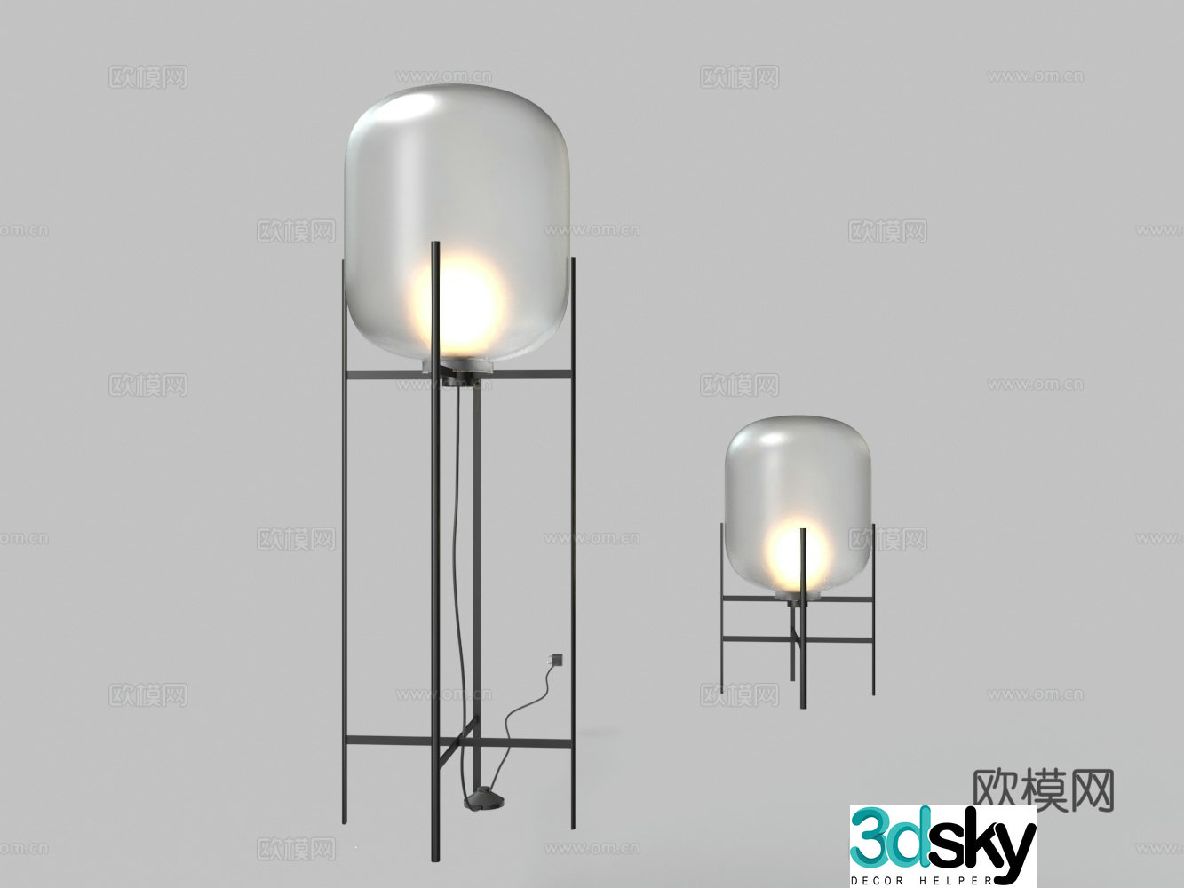 Modern glass floor lamp 3d model