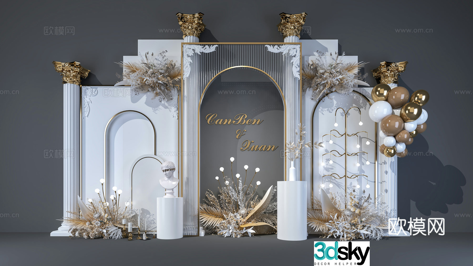 Modern simple European and American Chen_Wedding Beauty Chen_Flower Art Beauty Chen_Planning Photo Check-in Wall_Wedding Props_Background 3D Model