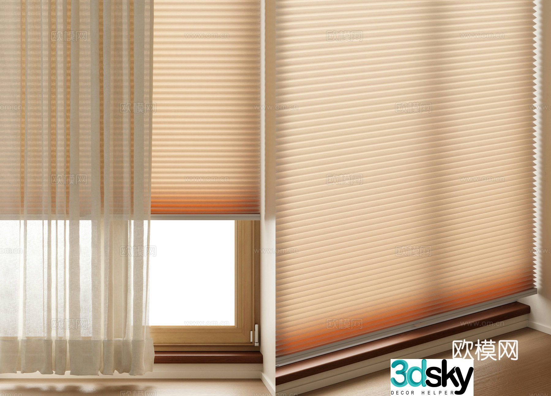 Cream Retro Universal Curtain 3d Model