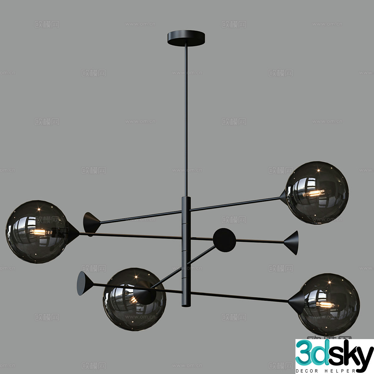 Modern Italian Niqel Chandelier 3D Model