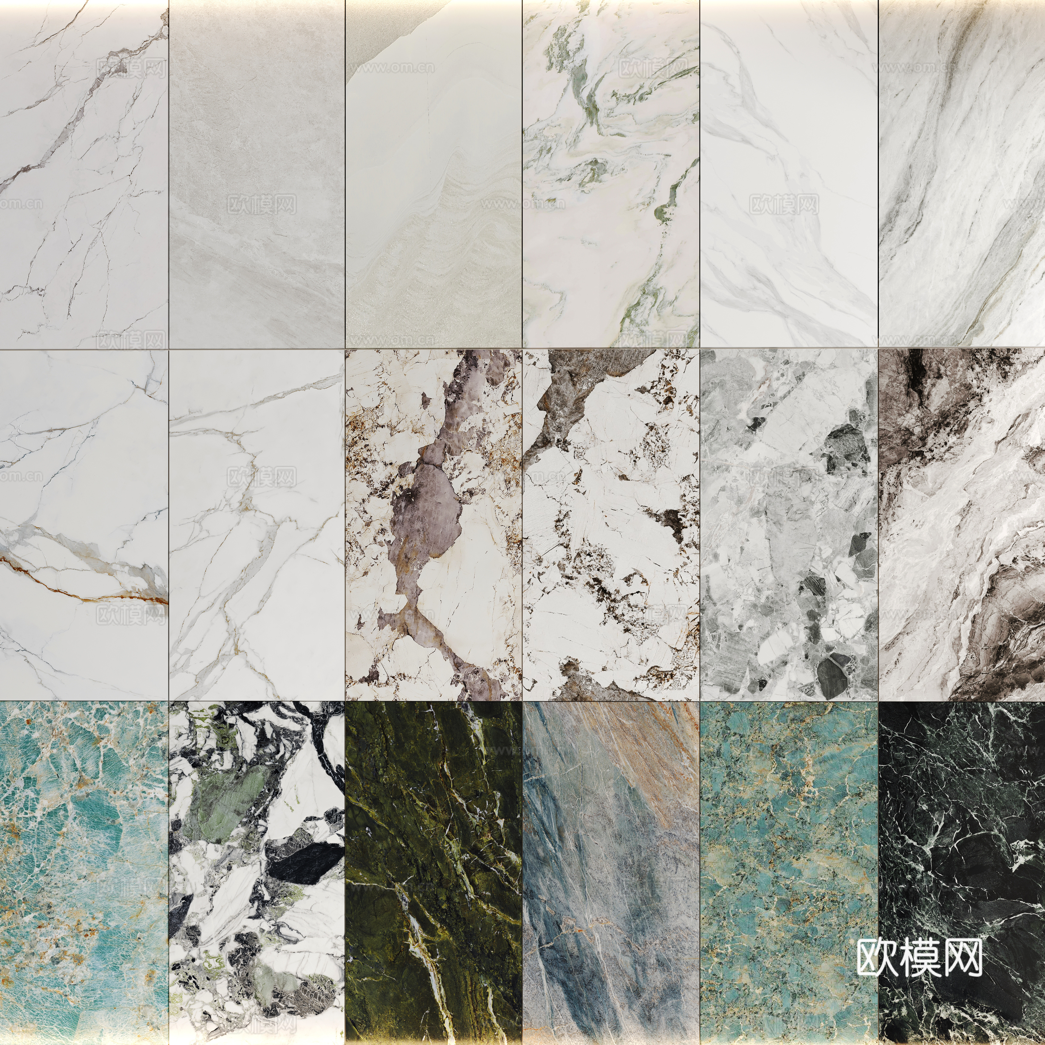 Modern wall panel marble marble rock slab white green marble marble tiles 3d model