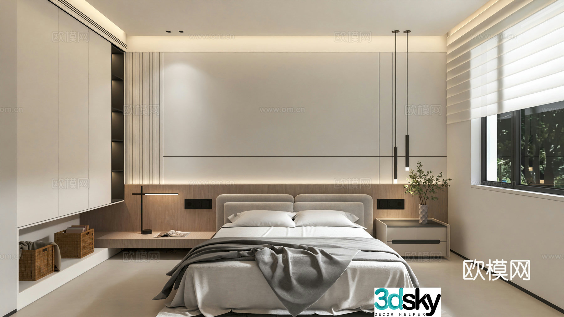 Modern minimalist bedroom 3d model