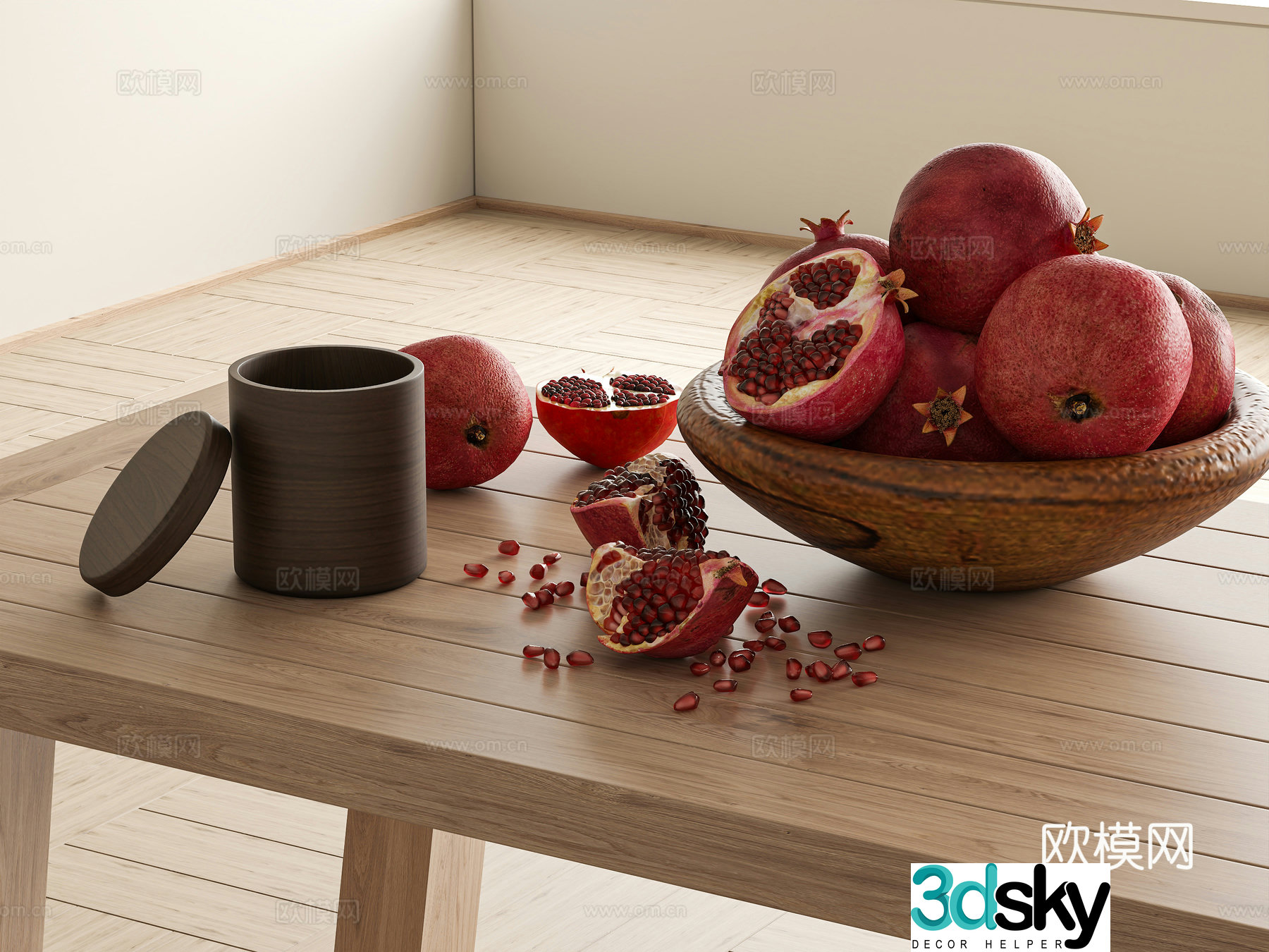 Fruit Pomegranate Sideboard Ornament Dining Table Ornament 3D Model