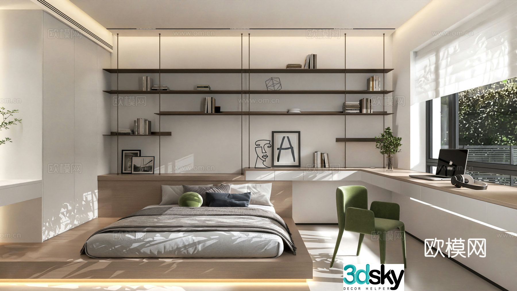 Minimalist bedroom 3d model