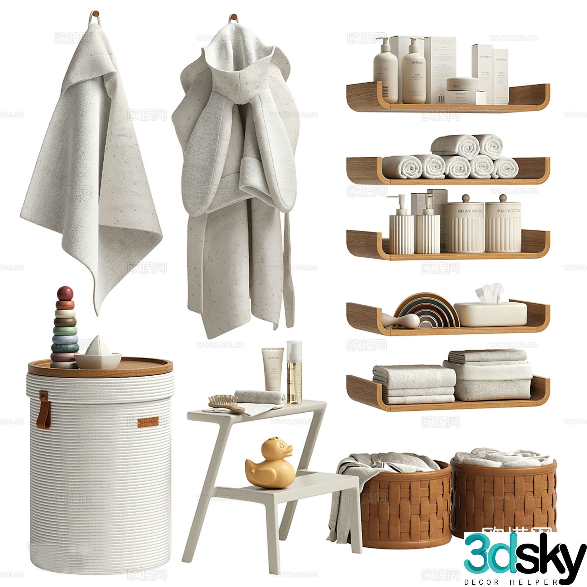 Modern bathroom toiletries 3d model