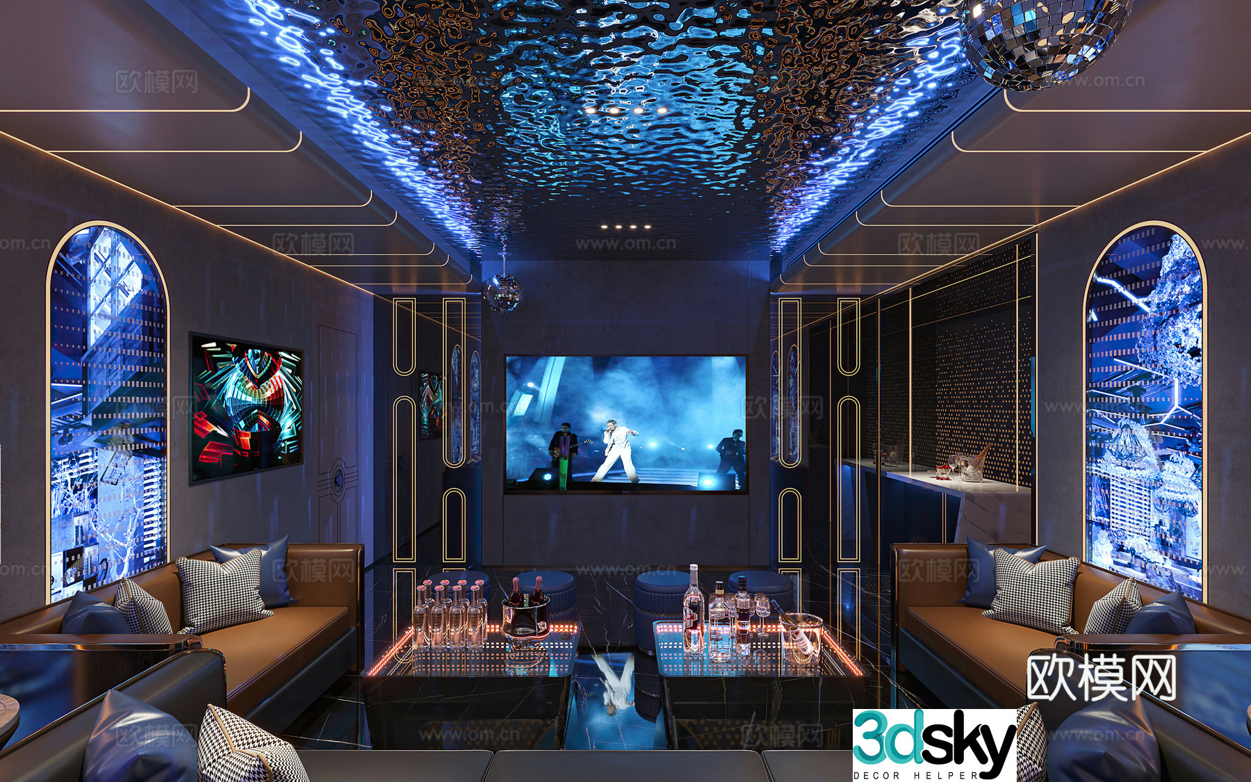 Modern KTV Modern KTV Private Room Singing Room Singing Room KTV Sofa Combination 3D Model