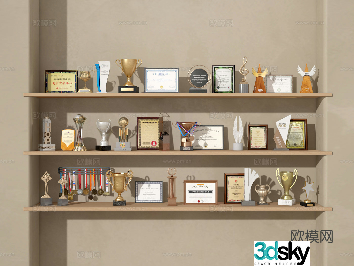 Certificate Trophy Ornament 3D Model