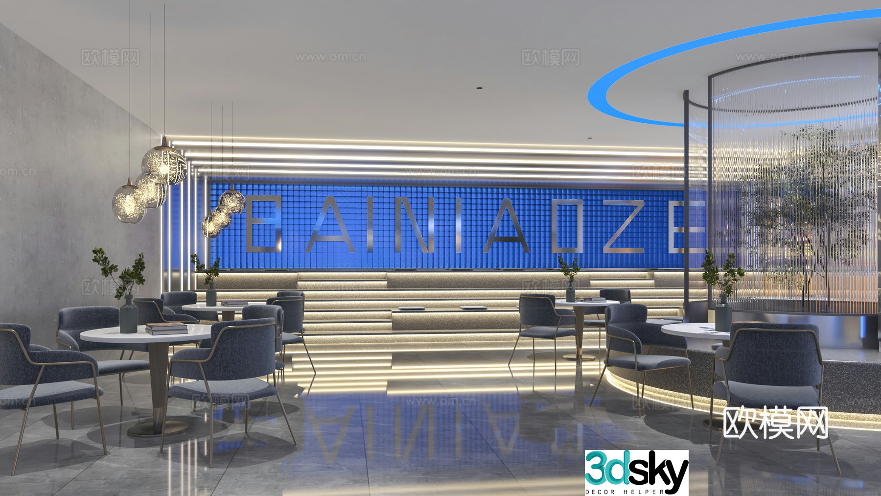 Modern Italian Hotel_Modern Leisure Waiting Area_Shui Bar_Waiting Area_Negotiation Area_Modern Leisure 3D Model
