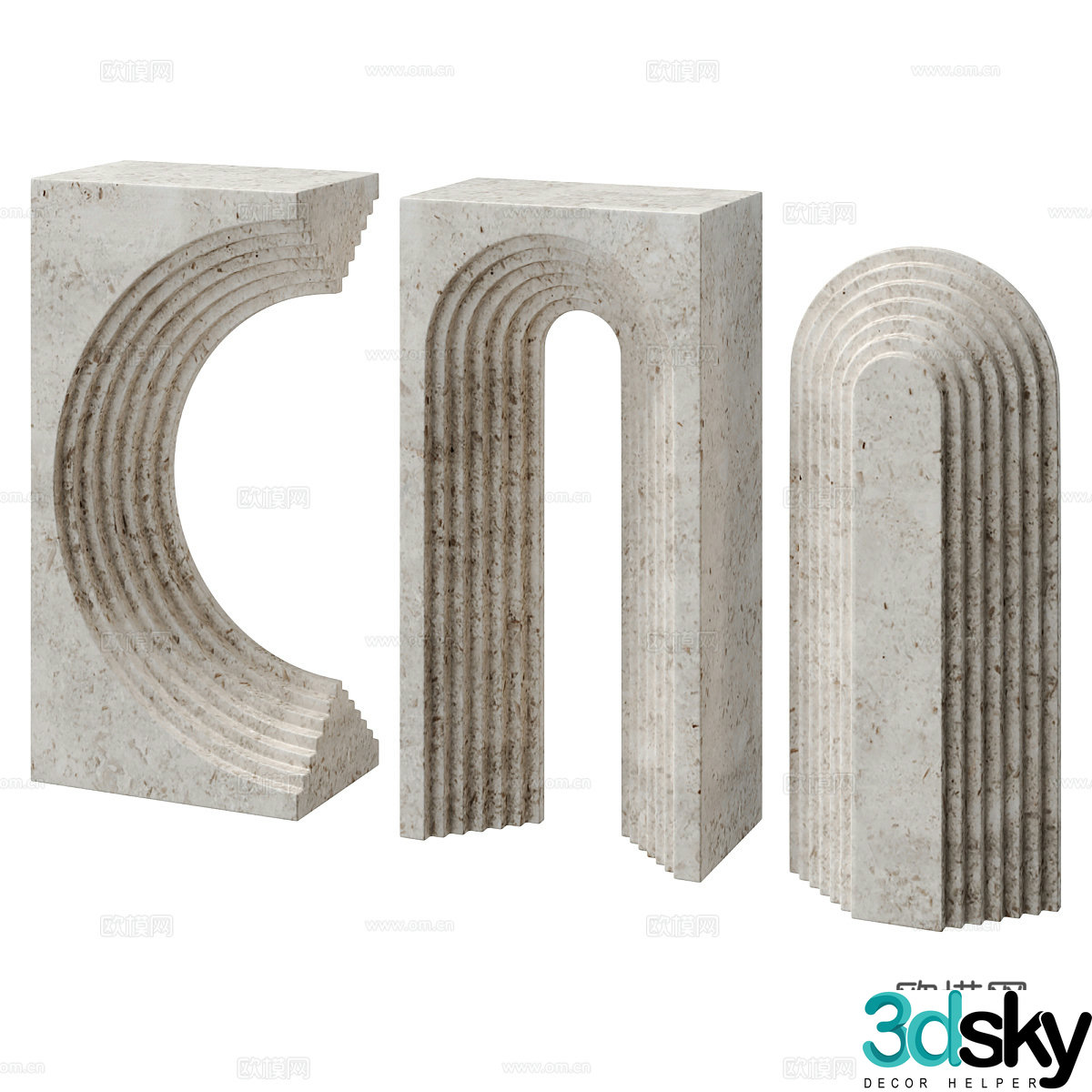 Modern Italian minimalist terrazzo sculpture ornaments 3D model