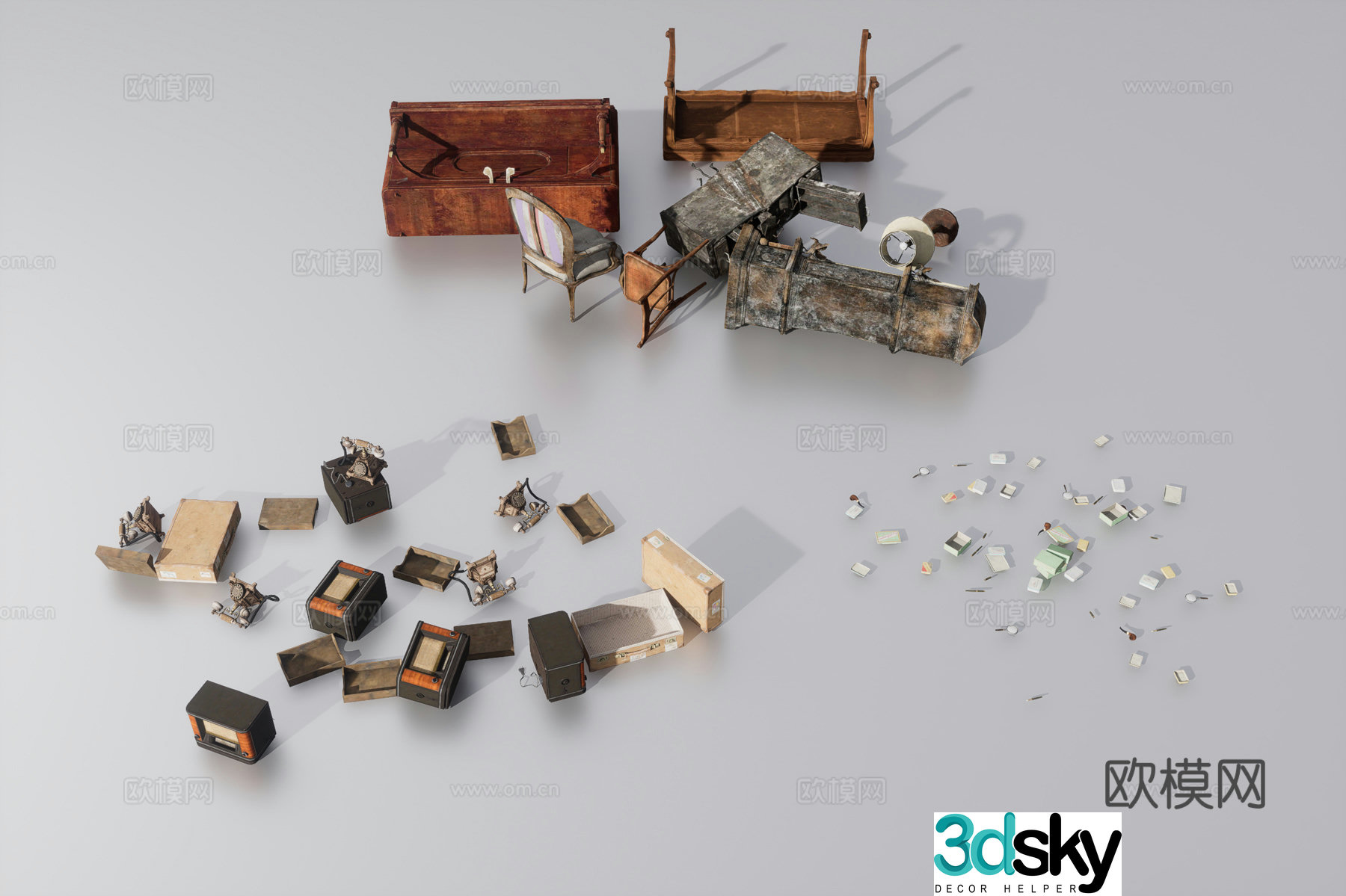 Scattered furniture 3d model