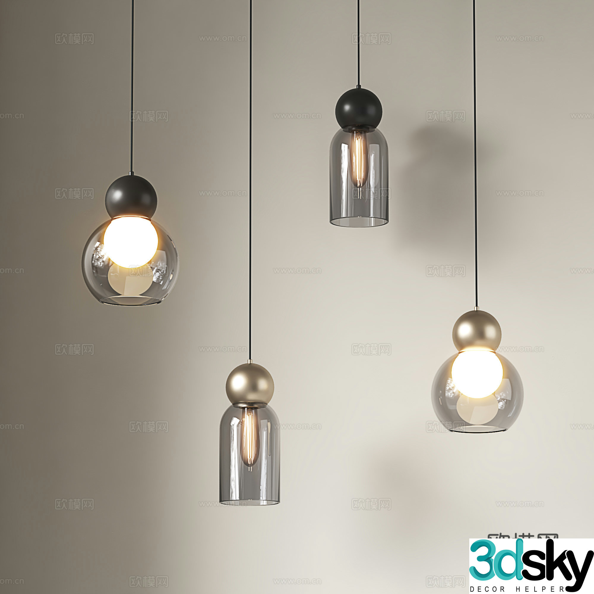 Minimalist chandelier glass chandelier Italian chandelier bedside chandelier restaurant chandelier 3D model