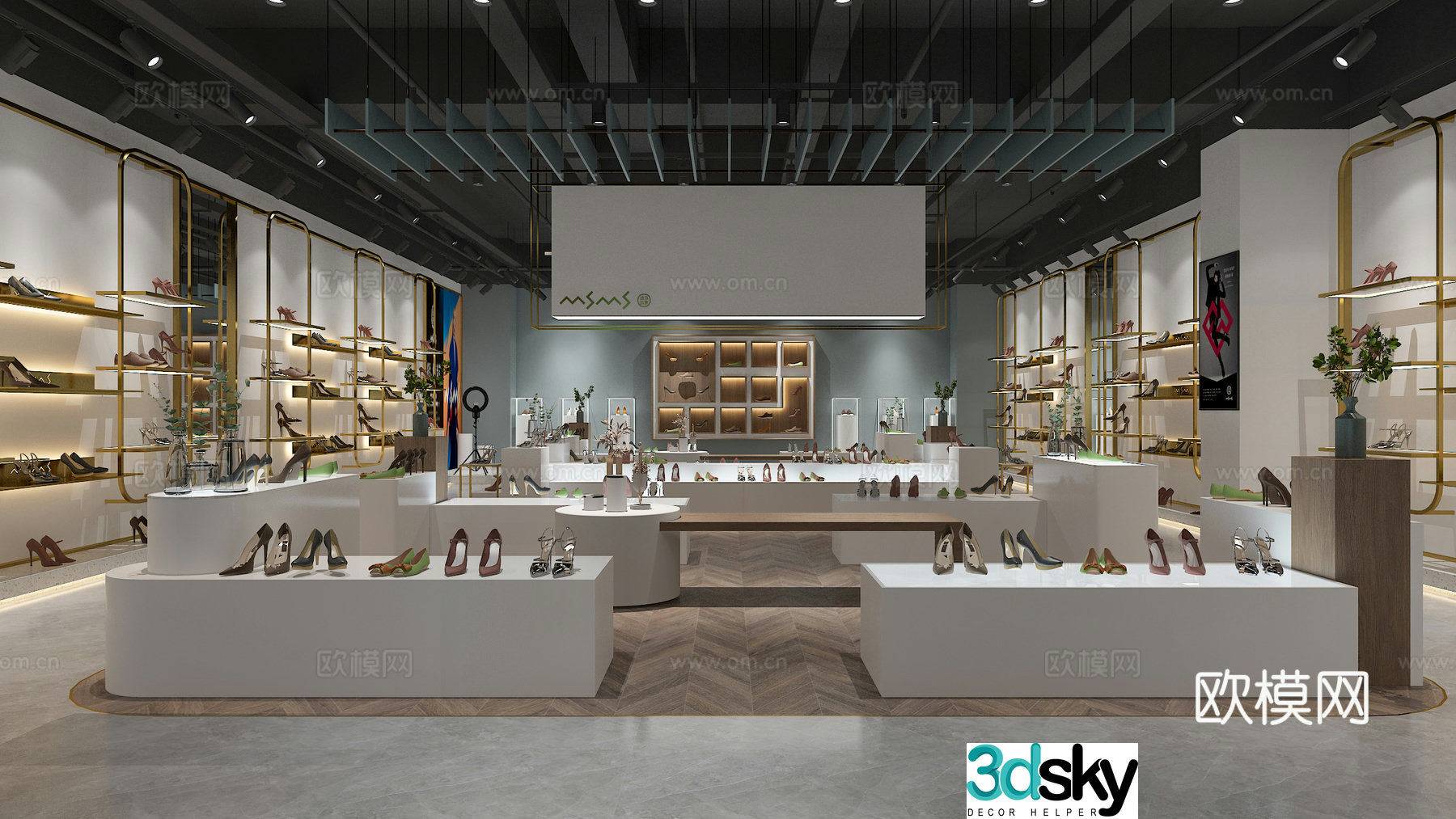 Modern shoe store exhibition hall 3d model