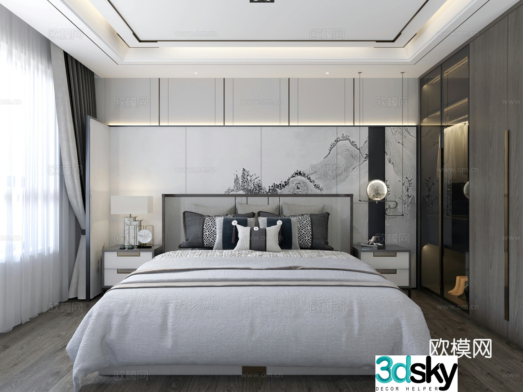 New Chinese bedroom 3D model