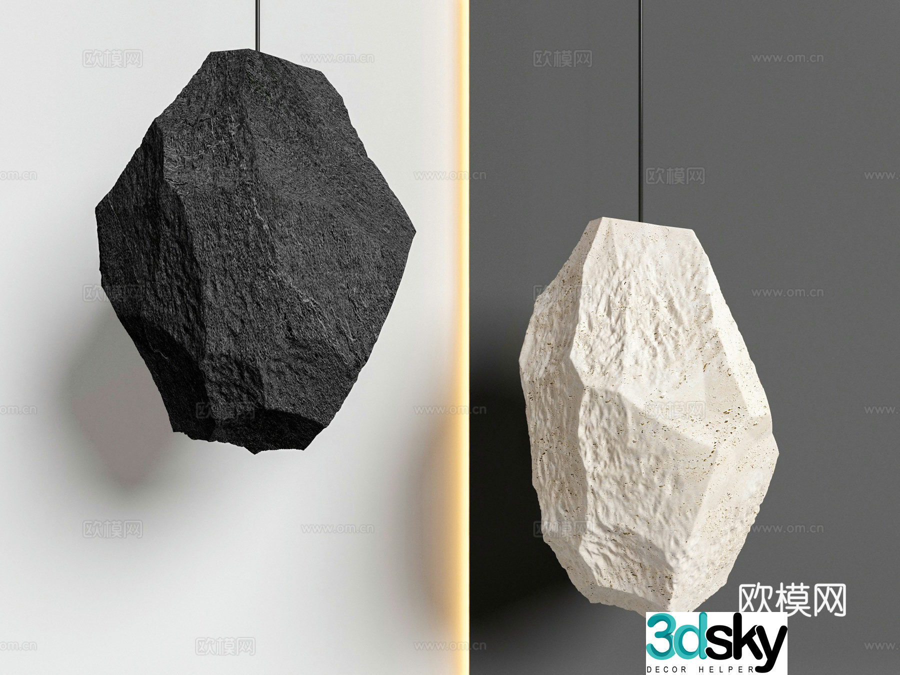 Indoor stone sculpture Stone pendant Stone installation Modern sculpture ornaments Stone ornaments Stone 3D model