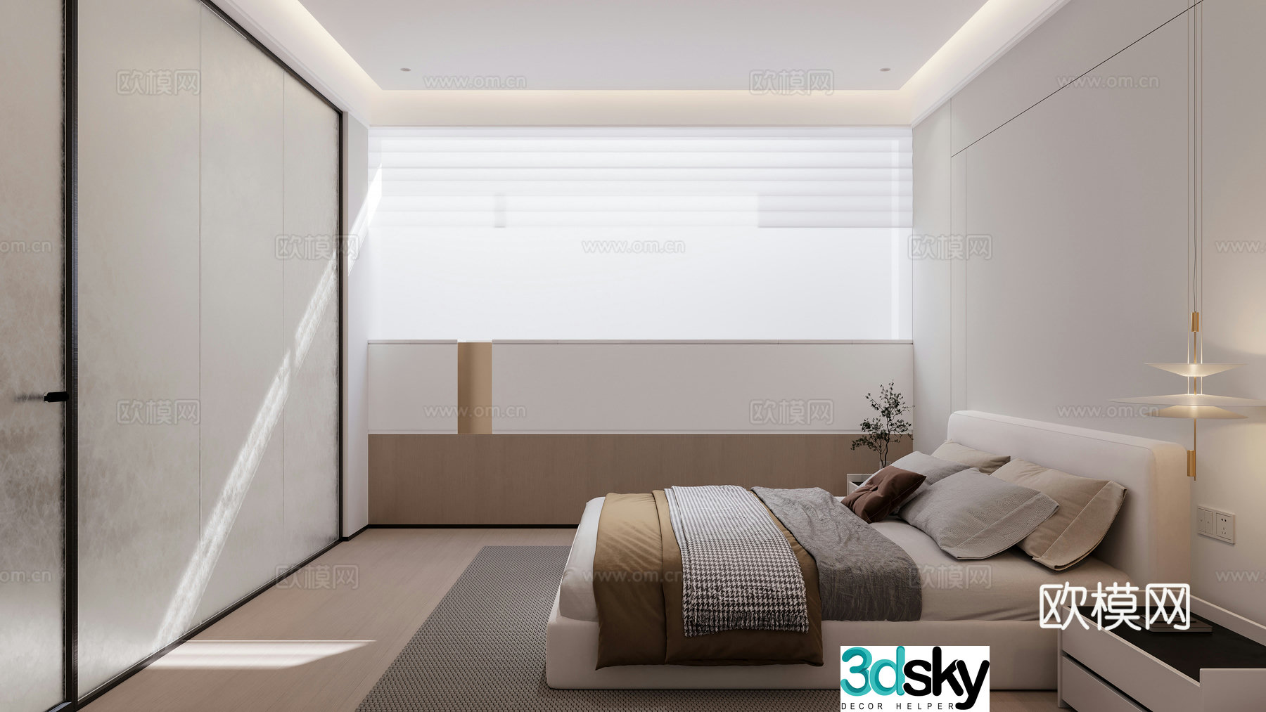 Italian minimalist bedroom 3d model