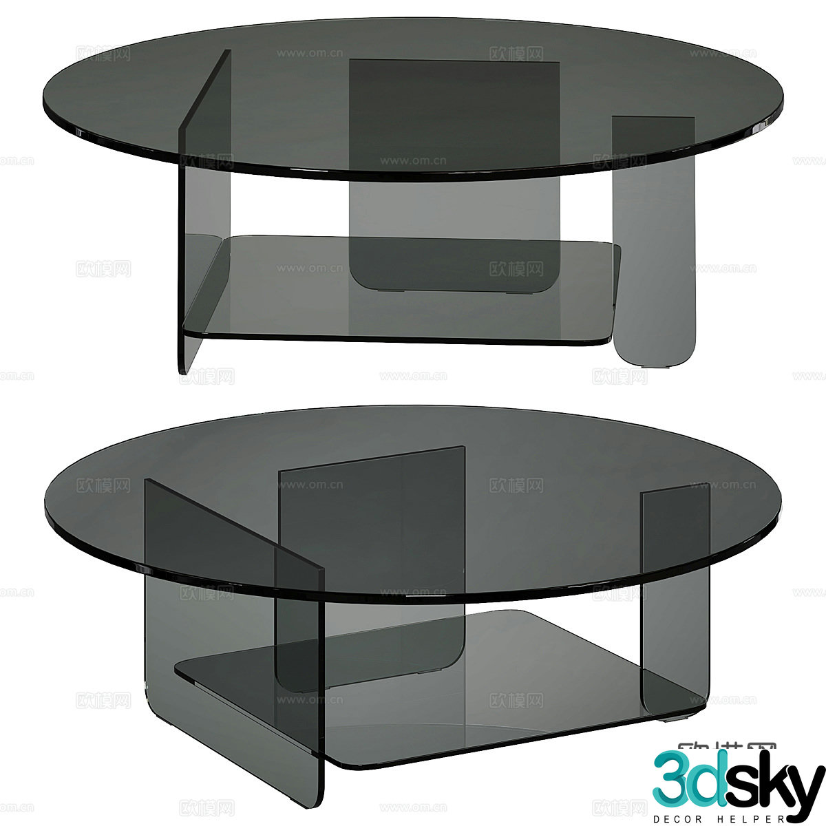 Modern Italian Cava glass coffee table 3D model