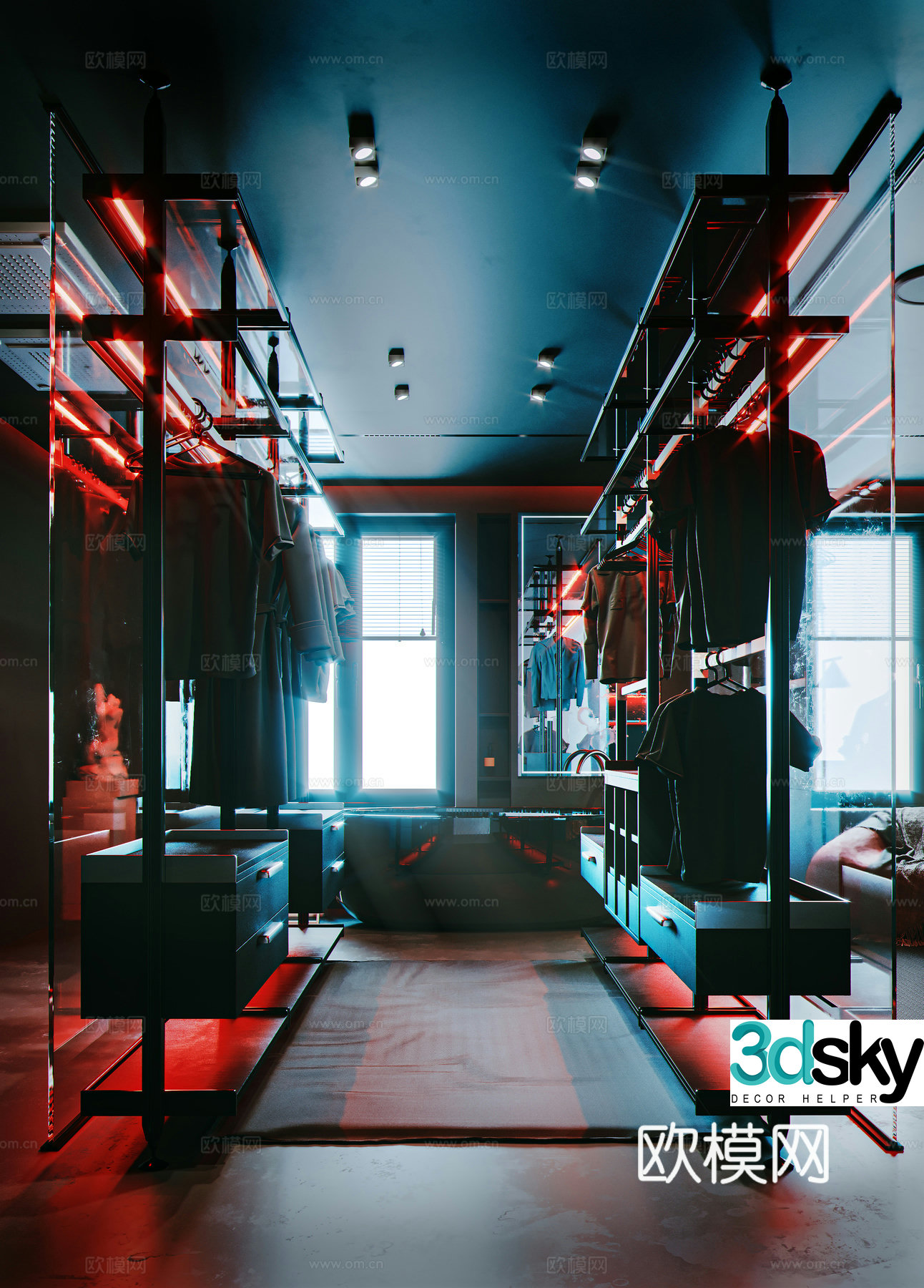 Dark modern cloakroom 3d model