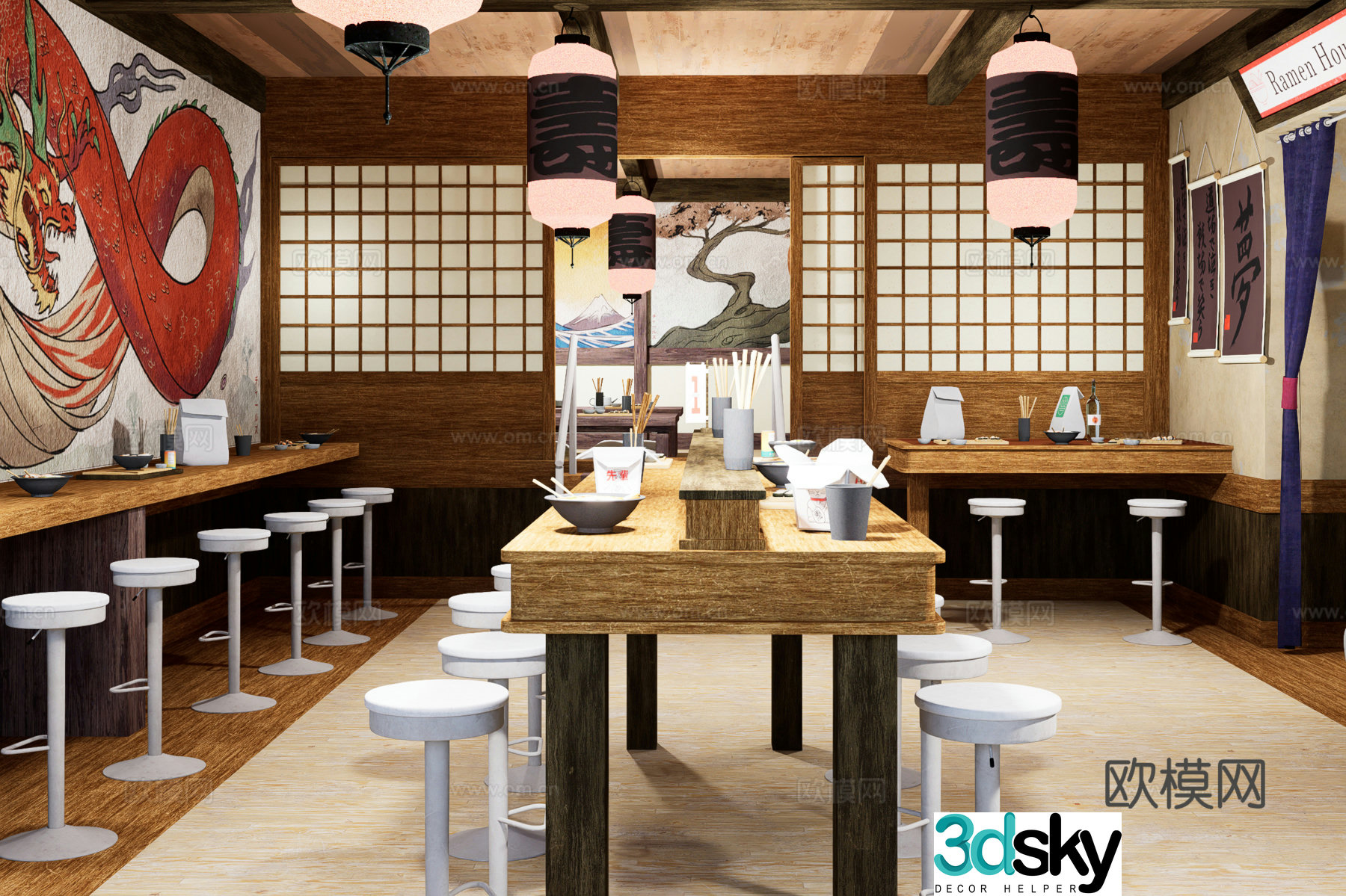 Chinese fast food restaurant 3D model