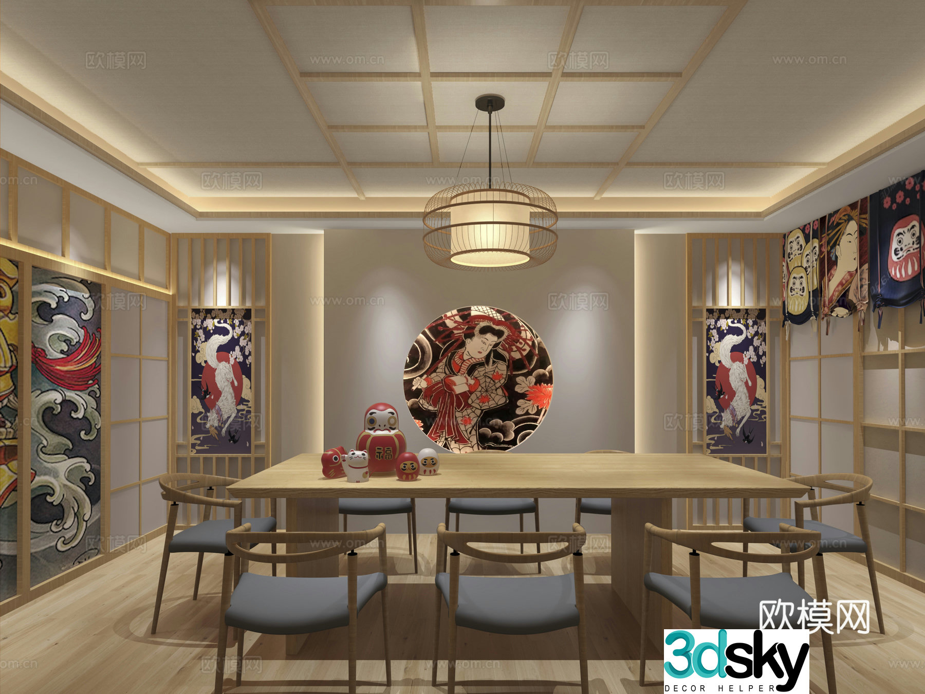 Japanese style script kill 3D model