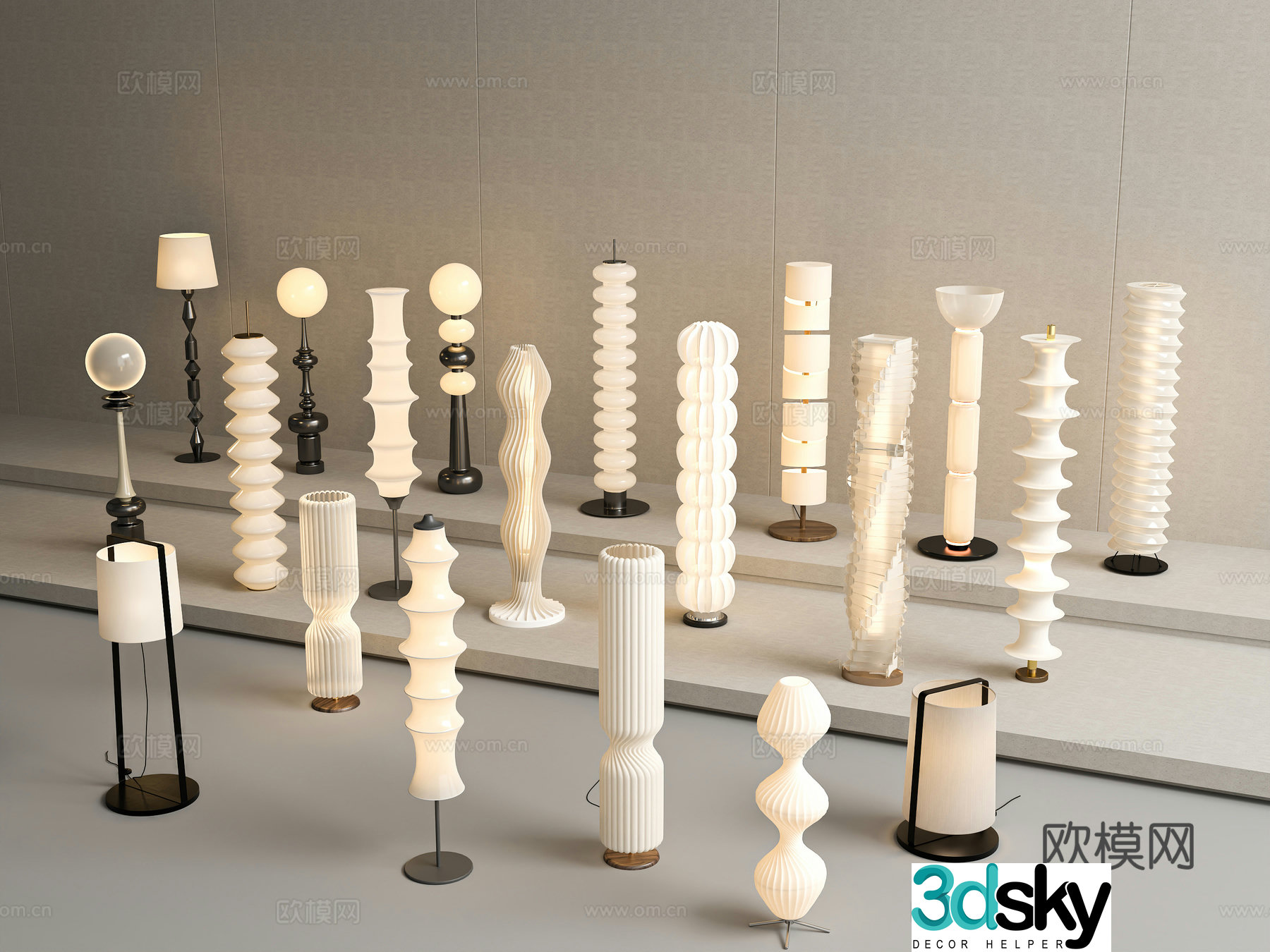 French floor lamp Cream style floor lamp Art floor lamp Decorative floor lamp Special-shaped floor 3D model