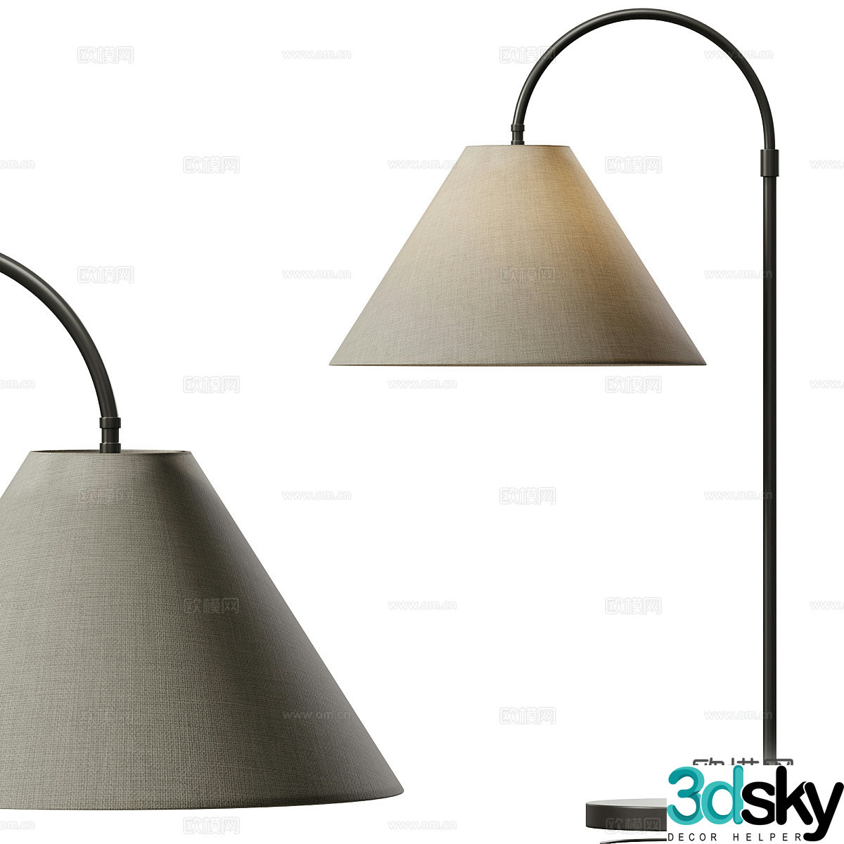 New Chinese Sinclair Metal Arc Table Lamp 3D Model