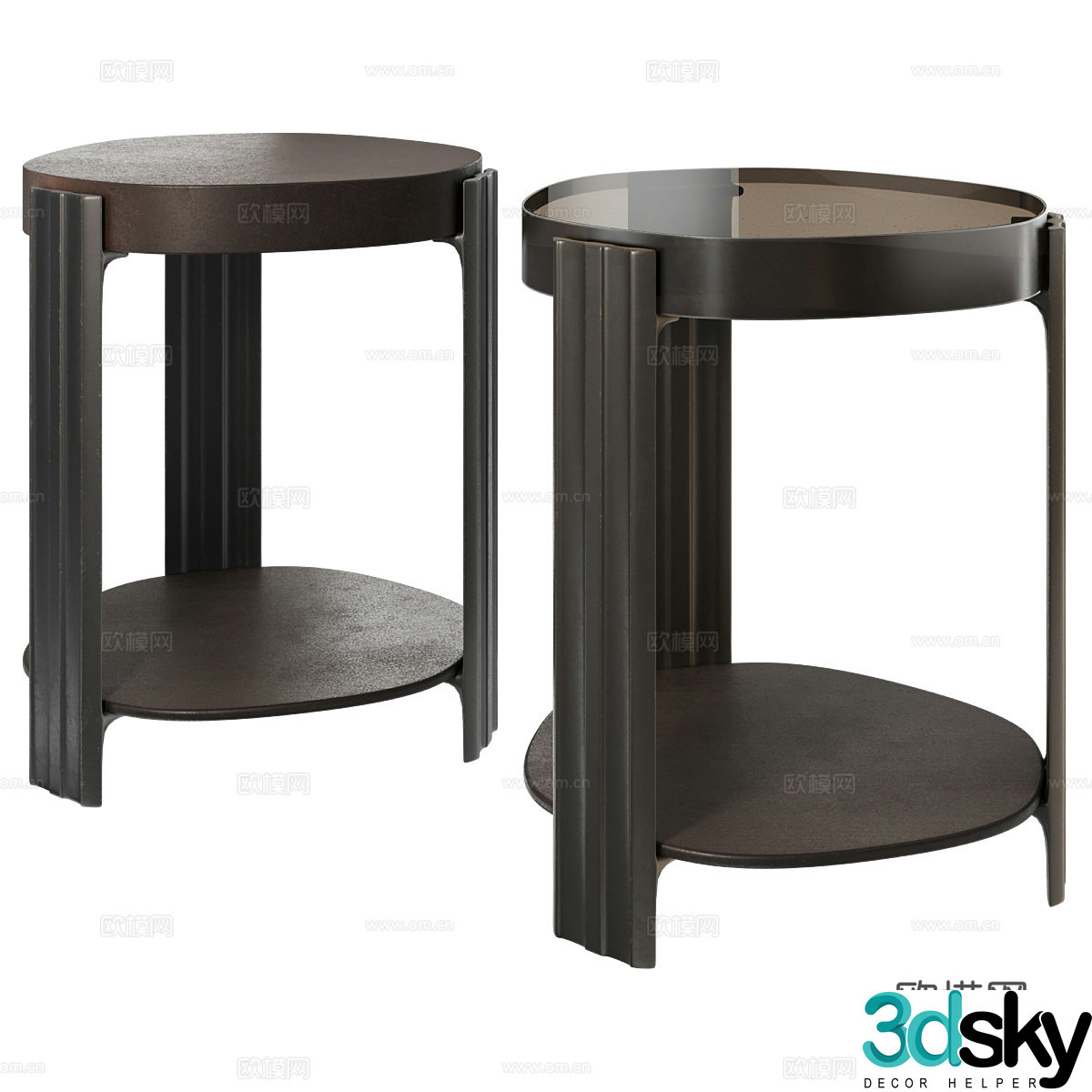 New Chinese style side table round table corner table 3D model