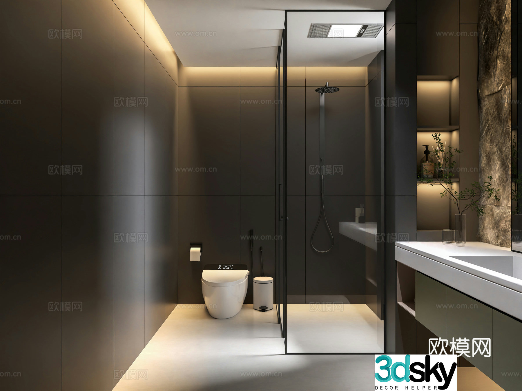 Bathroom Dark Wind 3d Model