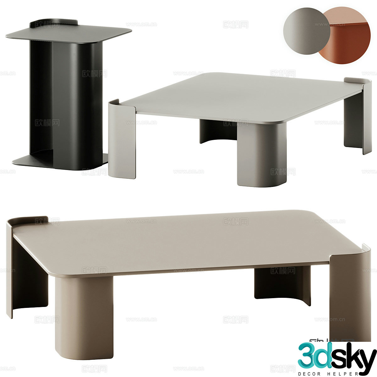 Modern Italian minimalist Santalucia Mobili Monet coffee table 3D model