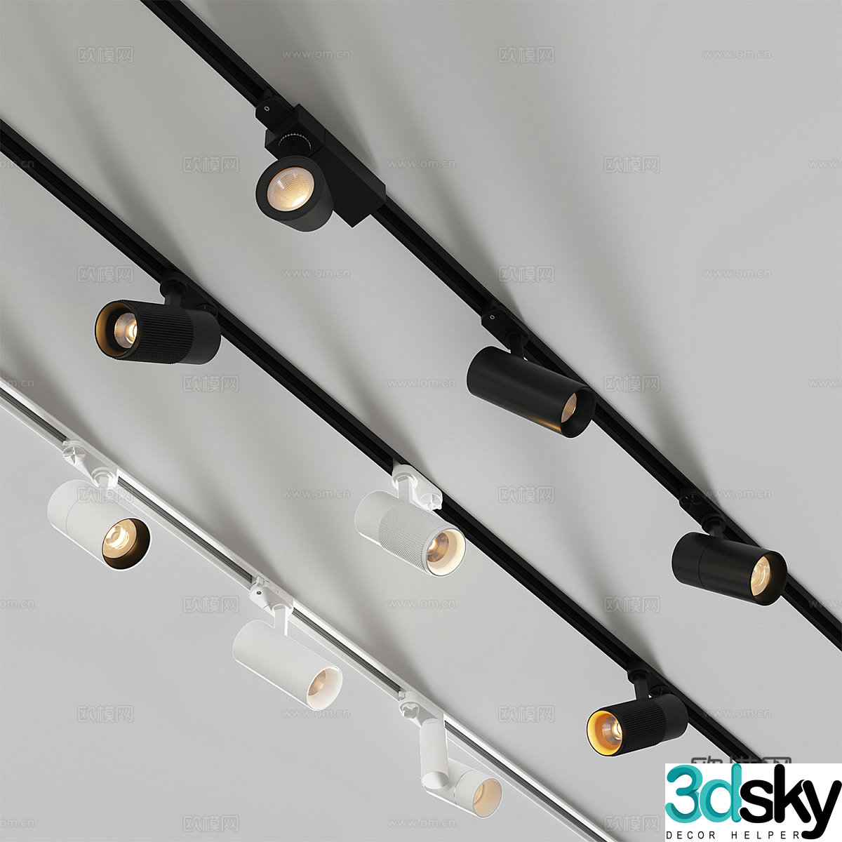 Modern Italian minimalist magnetic track light 3D model