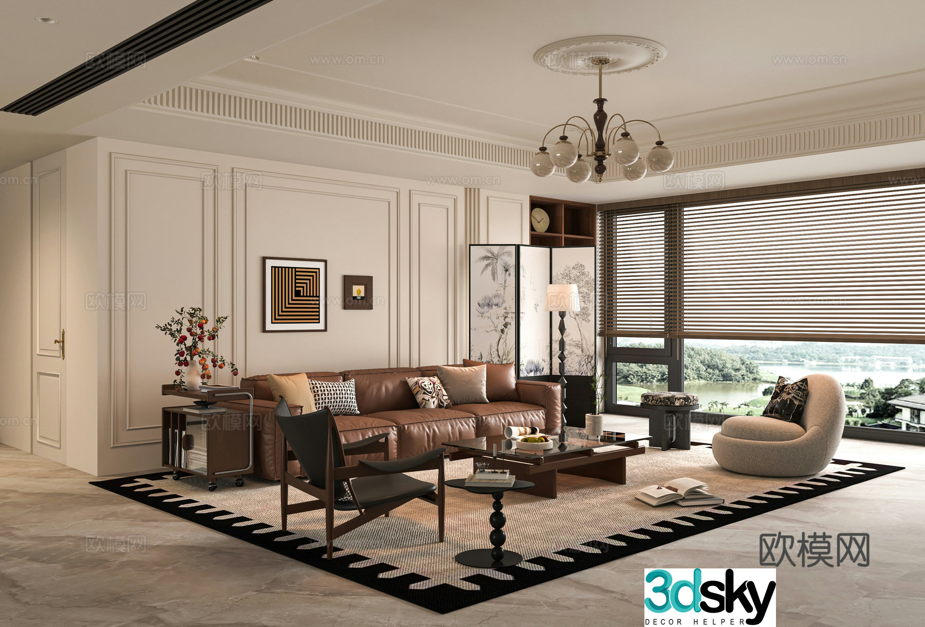 French living room sofa combination 3d model