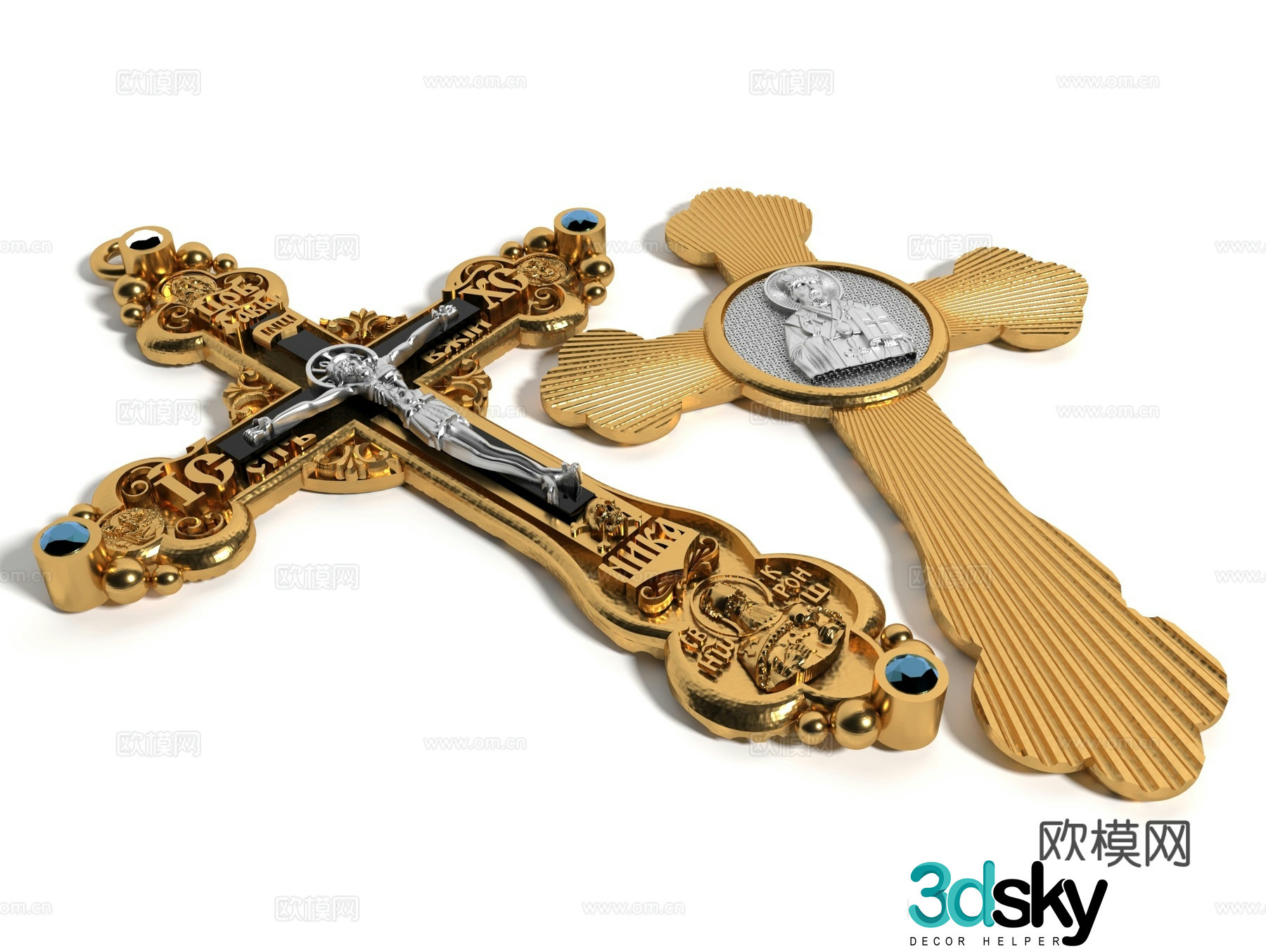 Modern style cross pendant 3d model