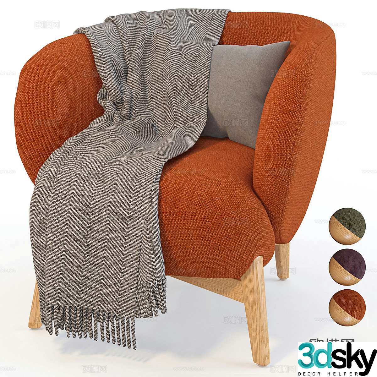 Modern Nordic Lancy armchair 3d model