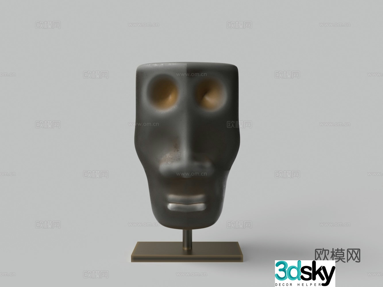 Antique old human face statue 3d model