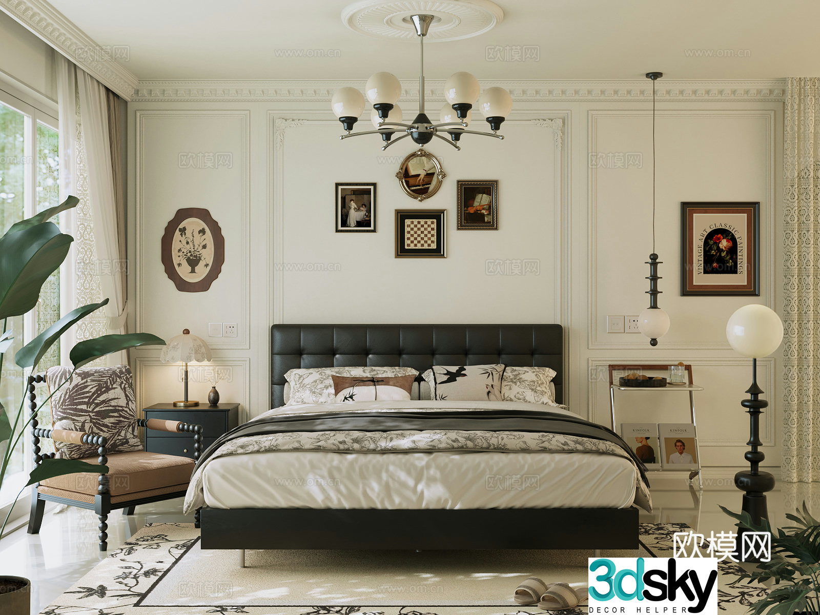 Modern French bedroom 3d model