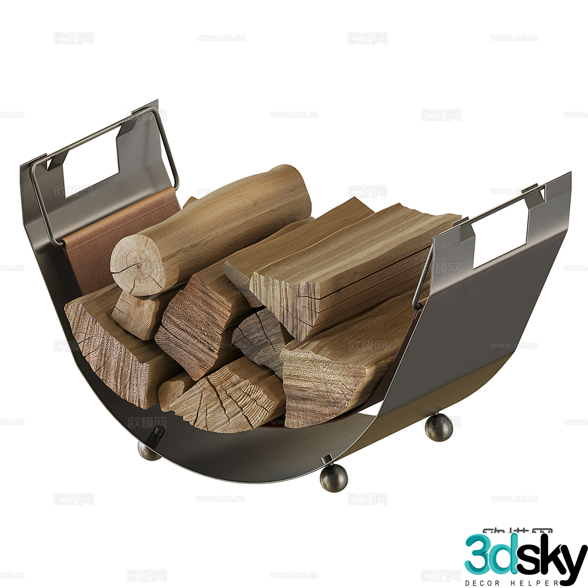 Modern firewood fireplace ornaments 3d model