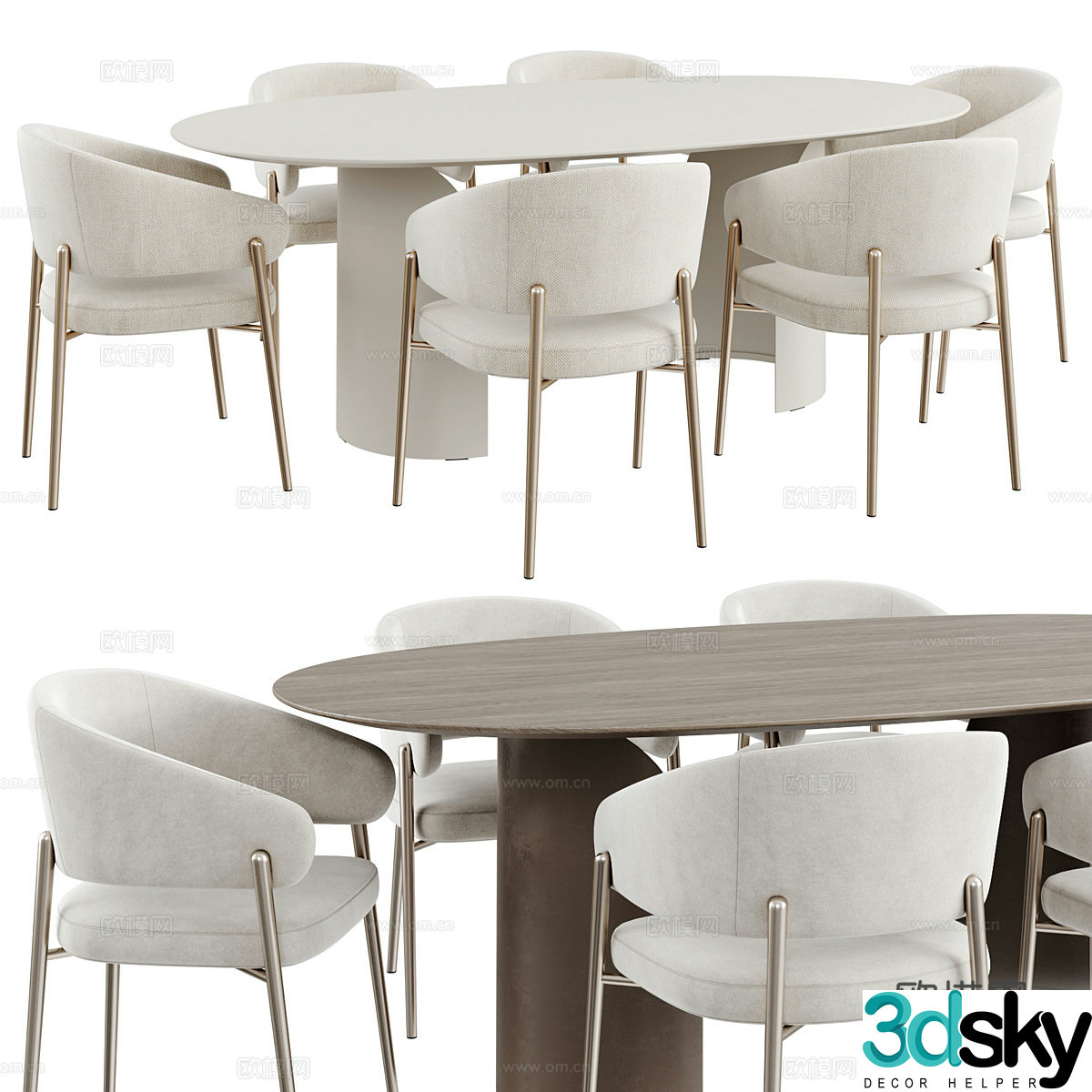 Modern Italian dining table and chair 3d model